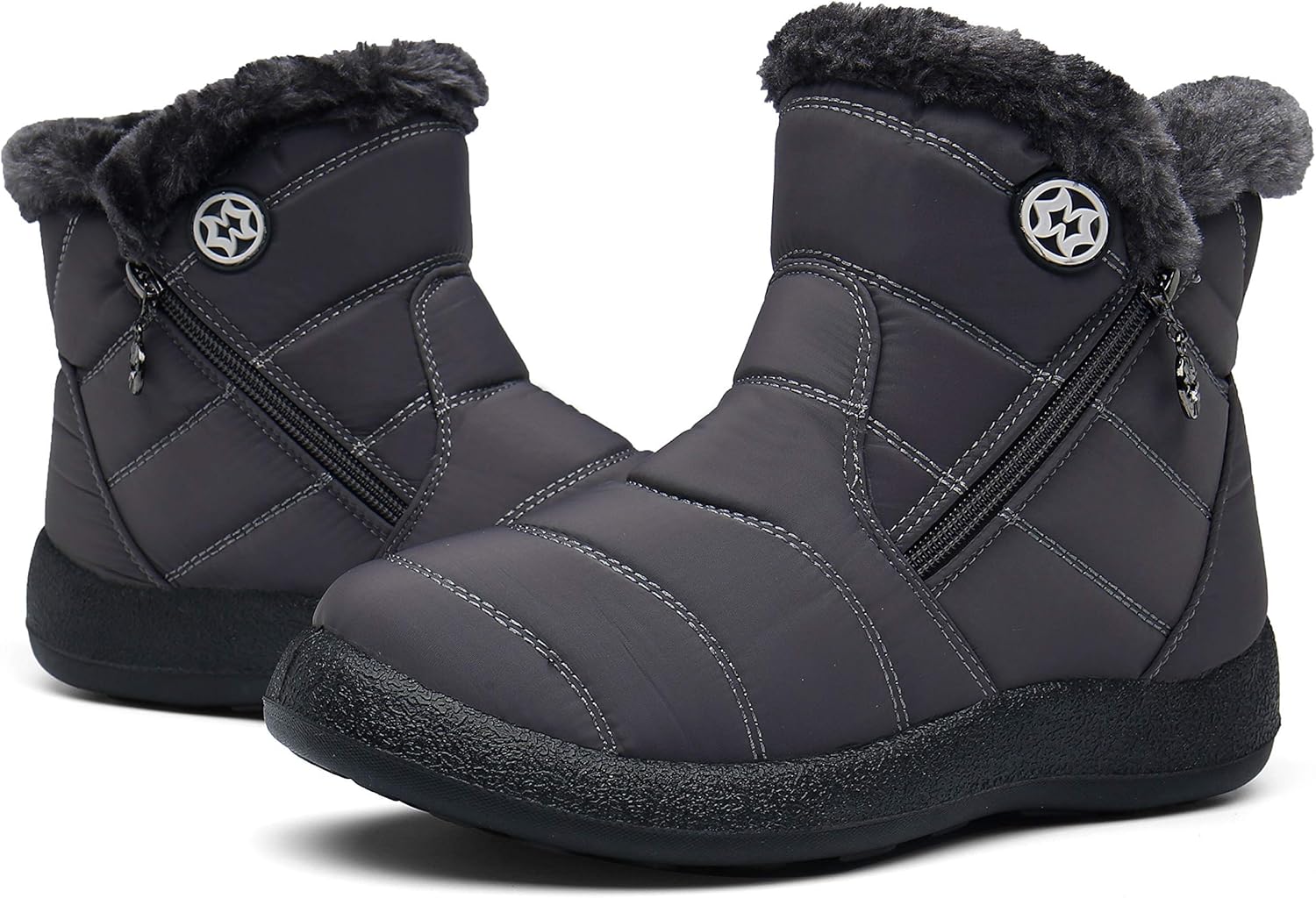 Hsyooes Winter Boots Women's Waterproof Winter Shoes Warm Ankle Boots Winter Snow Depth Lined Short Shaft Boots Non-Slip Slip-On Boots Flat