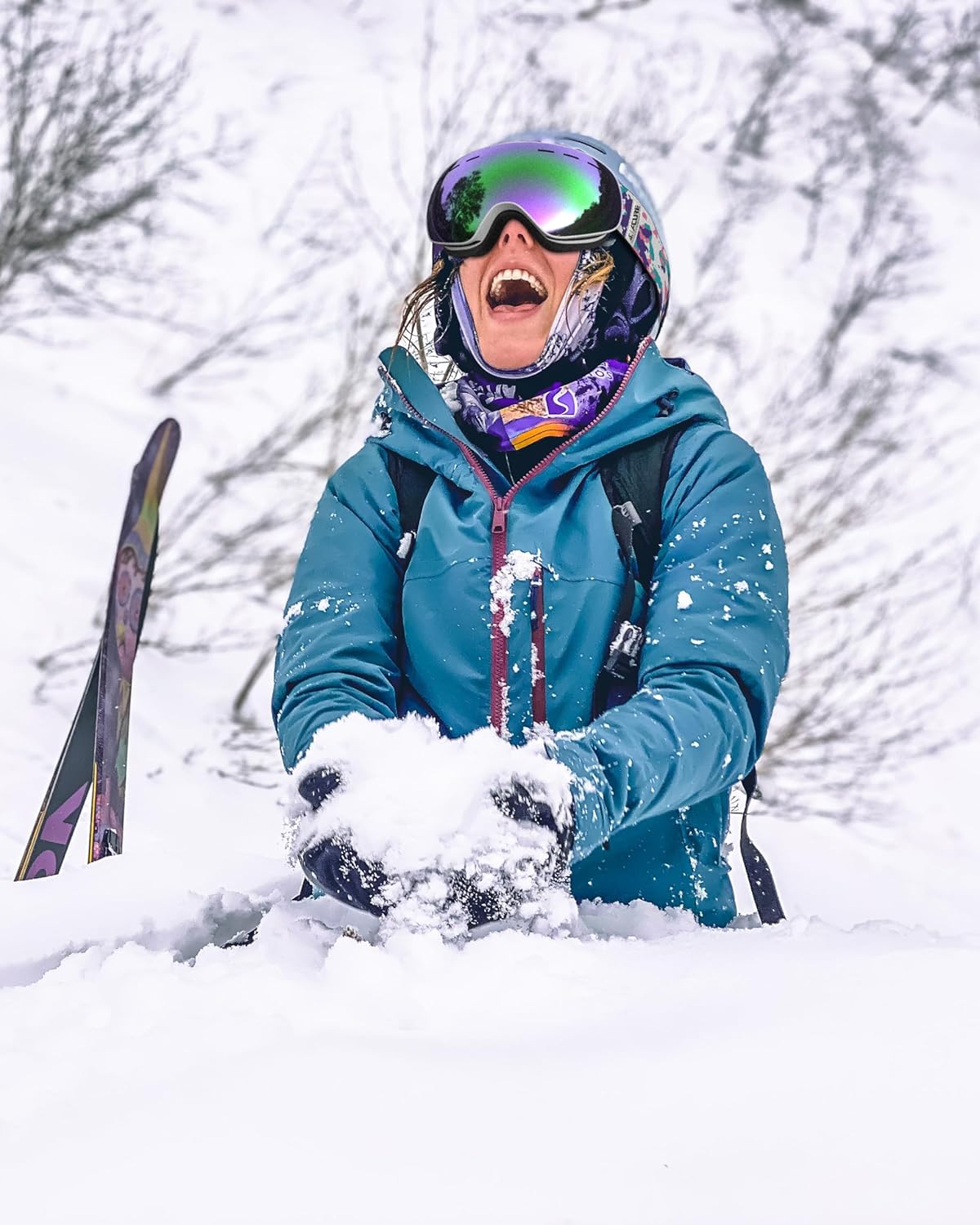 ACURE Ski Goggles, OTG Frameless Snow Snowboard Goggles of Dual Lens with Anti Fog & UV400 Protection for Men, Women, Youth