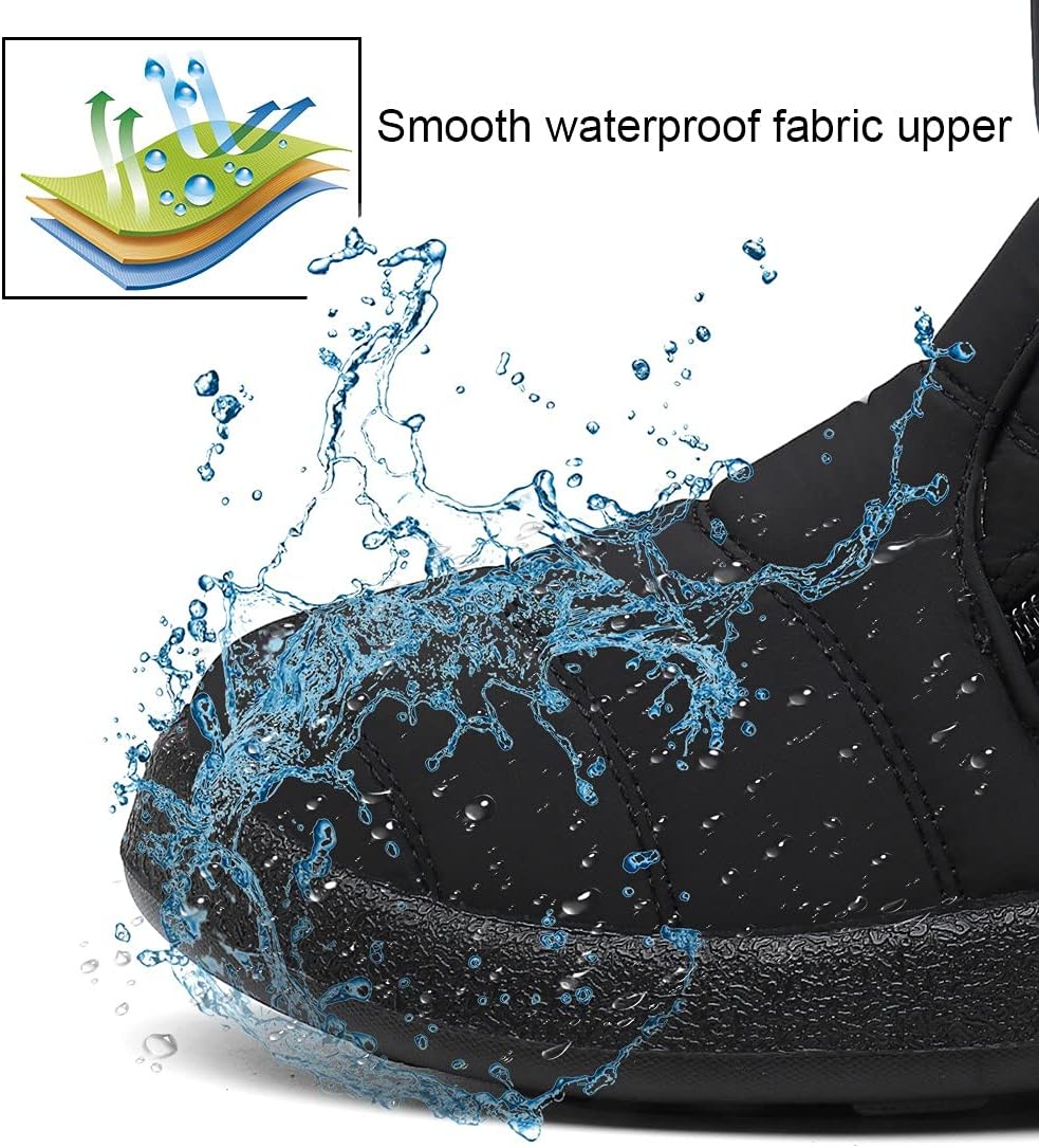 Hsyooes Winter Boots Women's Waterproof Winter Shoes Warm Ankle Boots Winter Snow Depth Lined Short Shaft Boots Non-Slip Slip-On Boots Flat