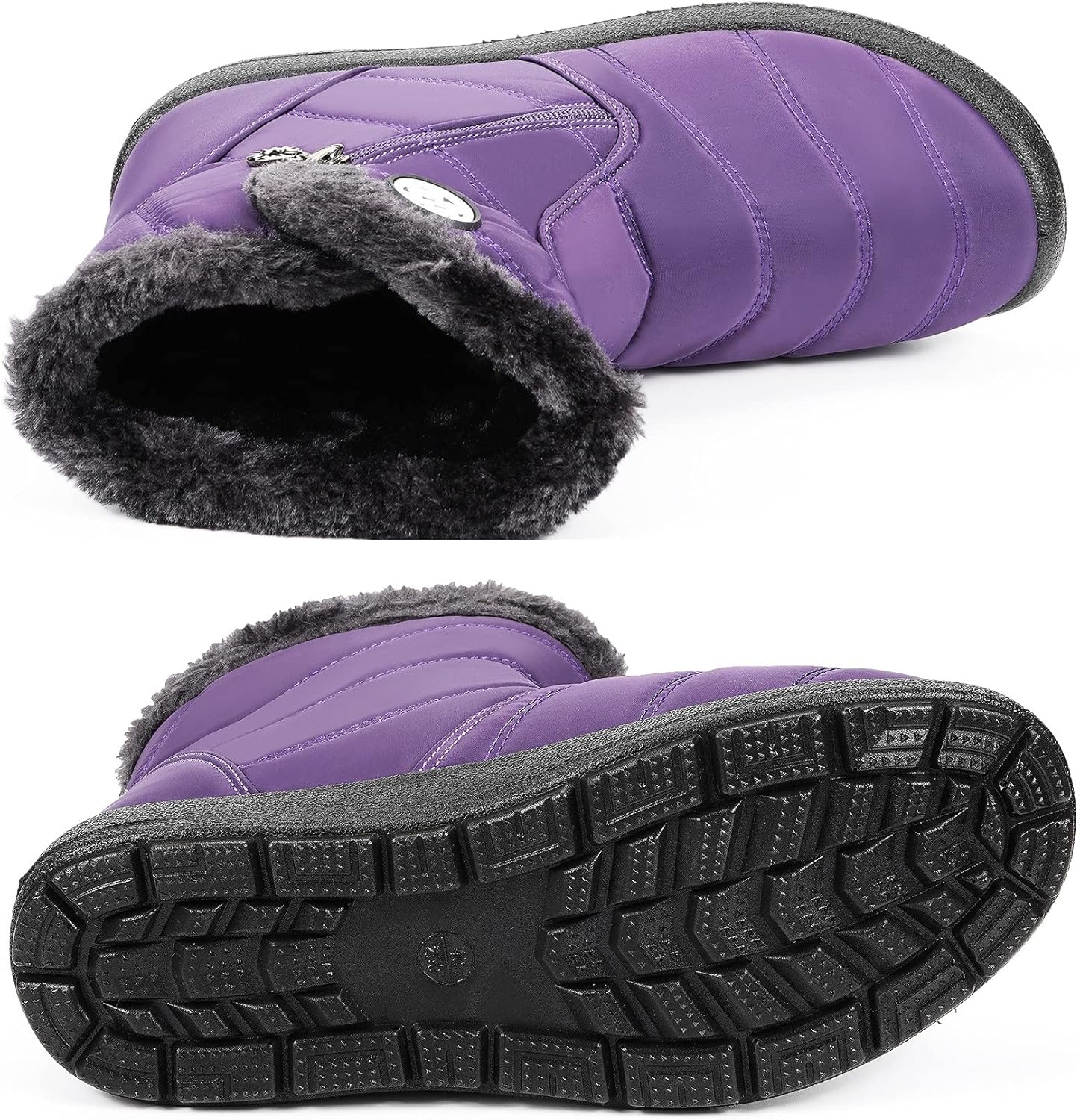 Hsyooes Winter Boots Women's Waterproof Winter Shoes Warm Ankle Boots Winter Snow Depth Lined Short Shaft Boots Non-Slip Slip-On Boots Flat