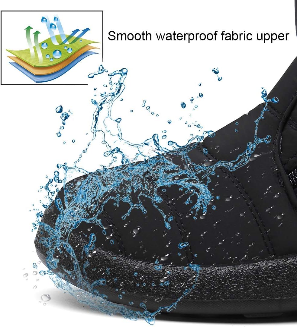 Hsyooes Winter Boots Women's Waterproof Winter Shoes Warm Ankle Boots Winter Snow Depth Lined Short Shaft Boots Non-Slip Slip-On Boots Flat