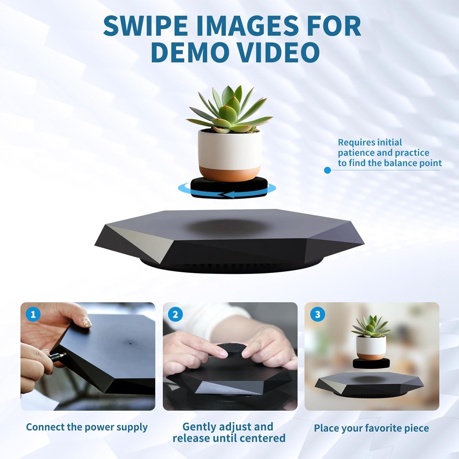 Levitating Display Stand, Magnetic Levitation for Collectibles and Model Cars, Floating Display for Toys and Figures, Hovering Platform, Maglev Rotating Levitator and Holder