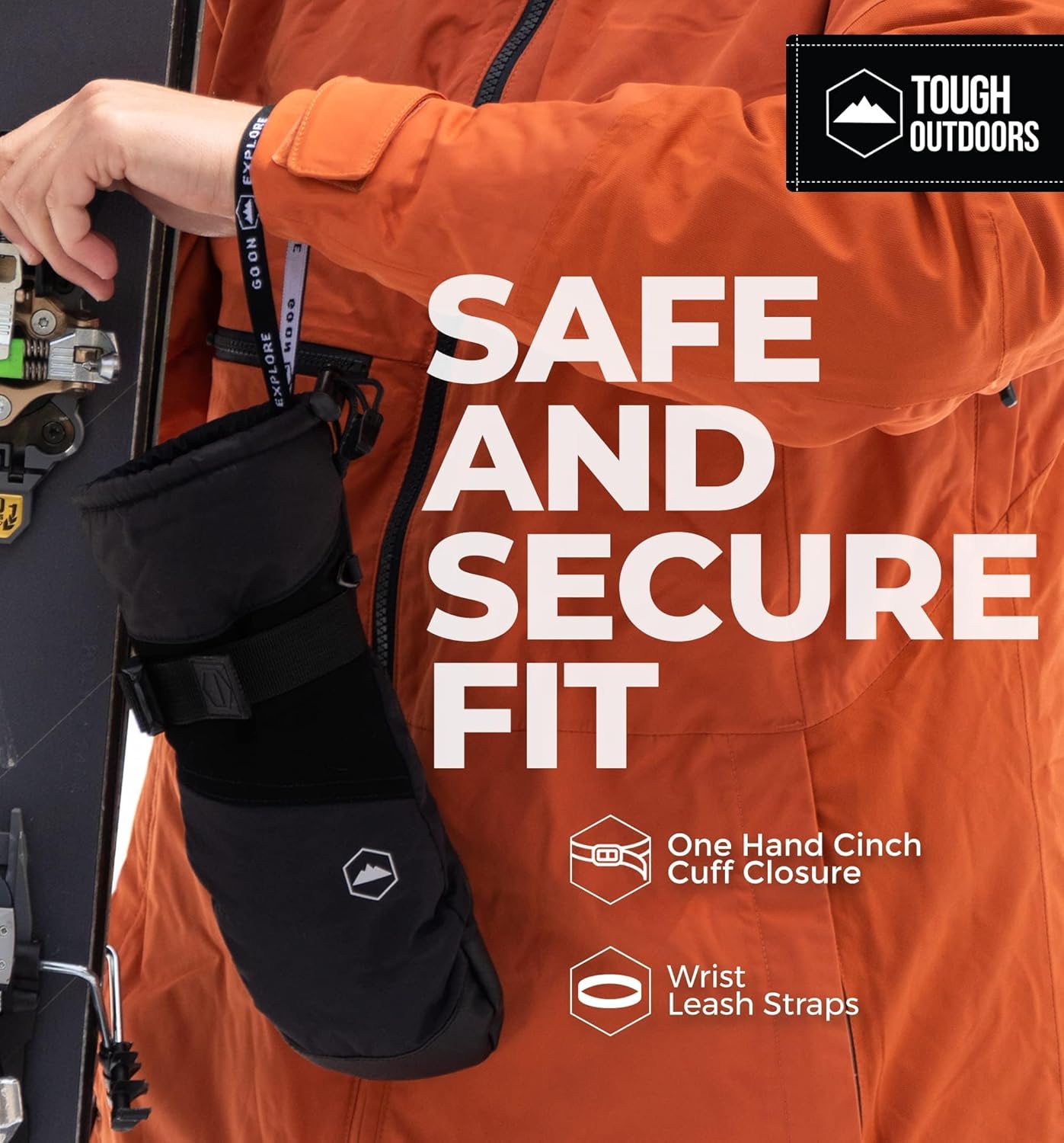 Tough Outdoors Winter Ski Mittens Men & Women - Adult Snow Mitts for Cold Weather - Waterproof Gloves Snowboarding, Skiing