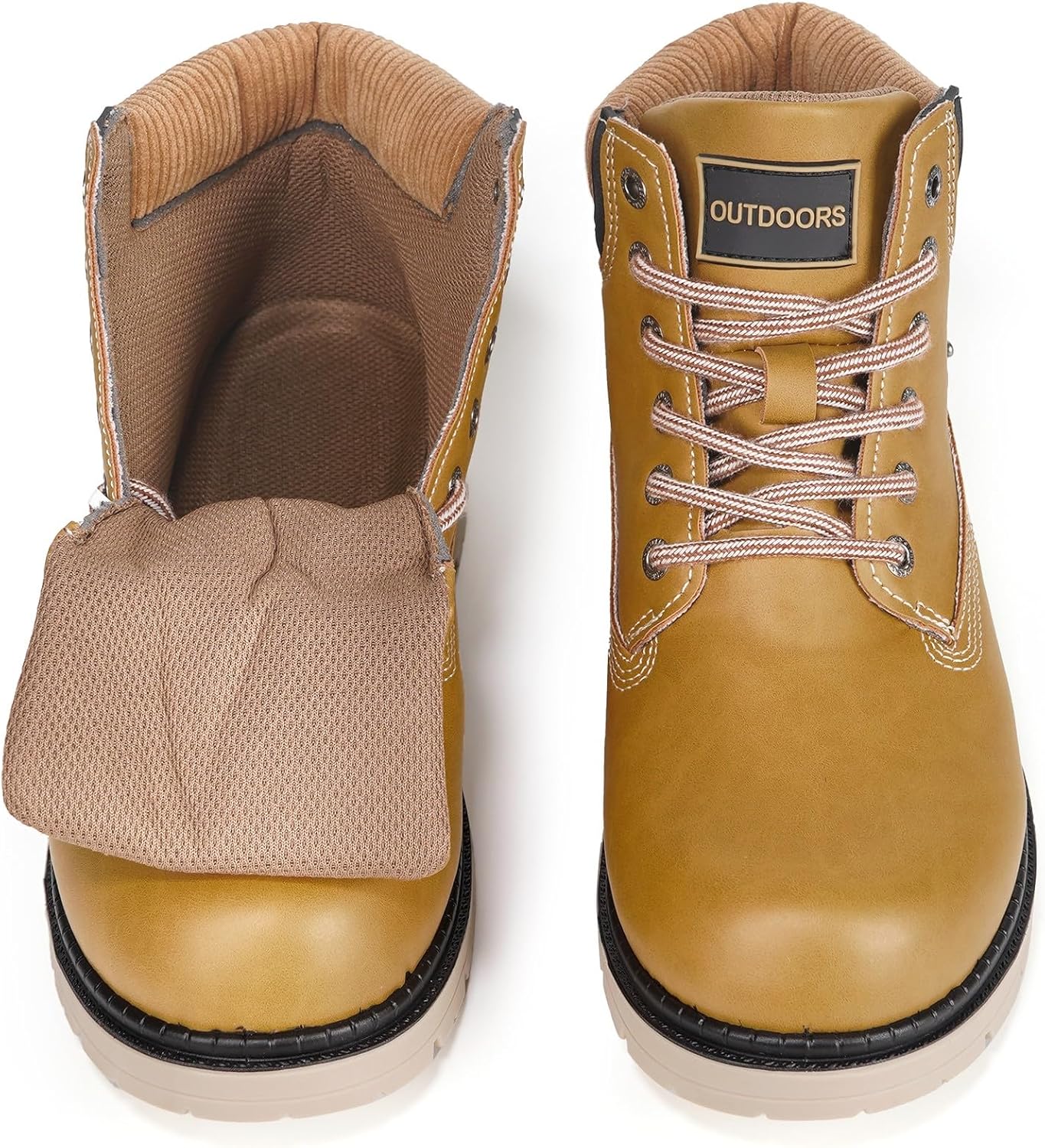 Snow Boots Womens Mens Winter Flat Ankle Boots Warm Fur Lined Fashion Combat Leather Shoes Casual Work Walking Hiking Lace Up Outdoor Trainer Urban