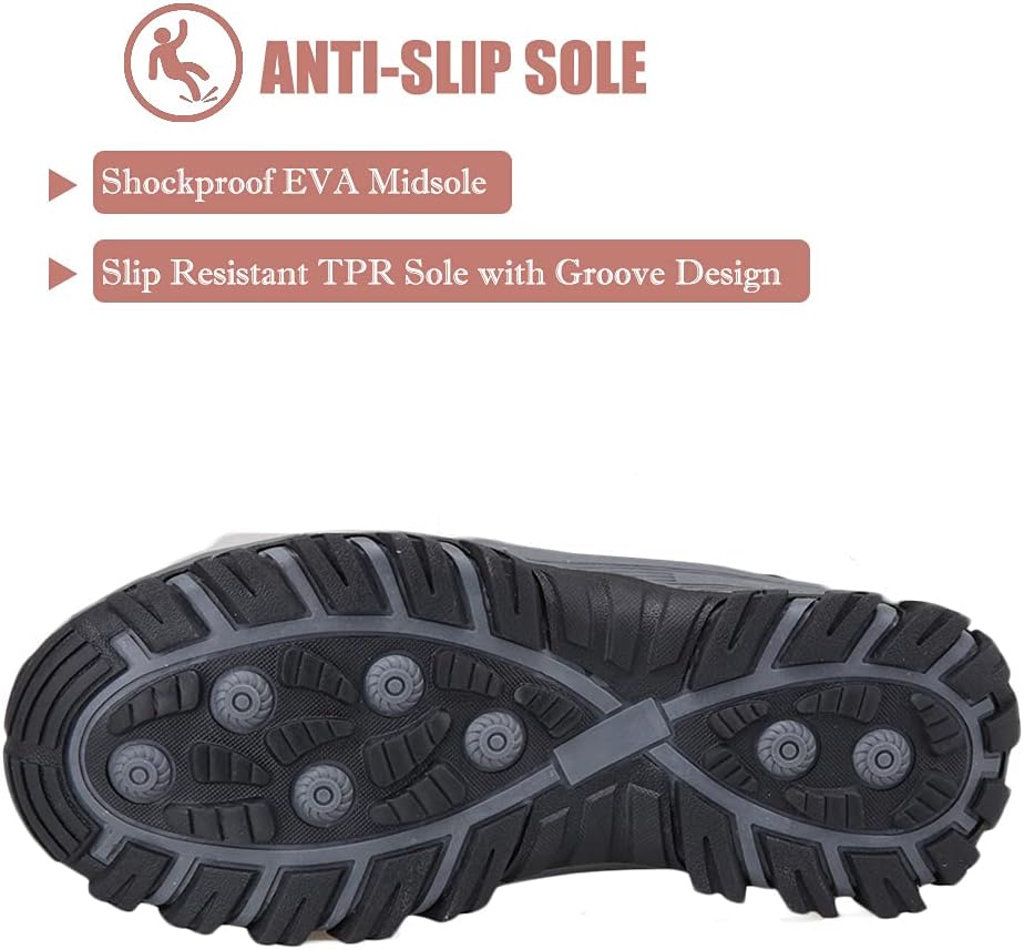 DRECAGE Winter Ankle Snow Boots with Warm Fur Lining Waterproof Women Warm Hiking Booties Anti Slip Shoes