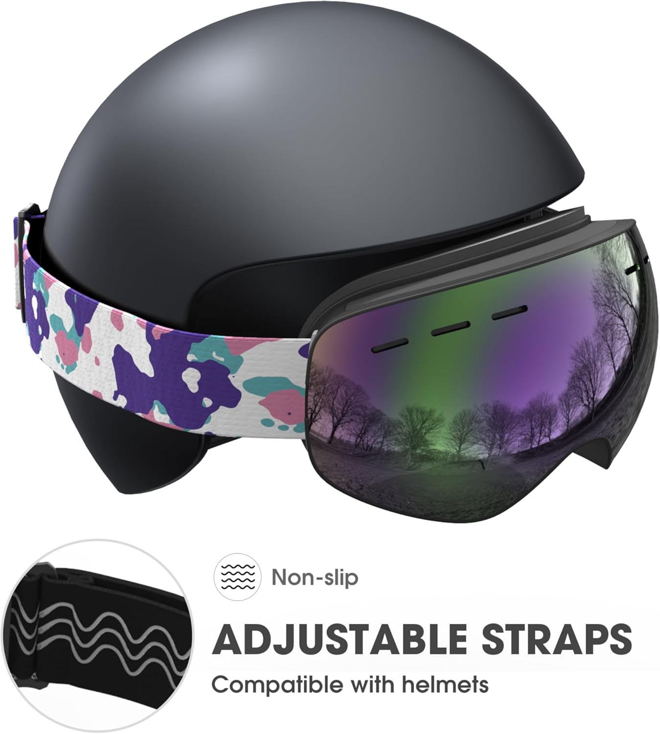 ACURE Ski Goggles, OTG Frameless Snow Snowboard Goggles of Dual Lens with Anti Fog & UV400 Protection for Men, Women, Youth