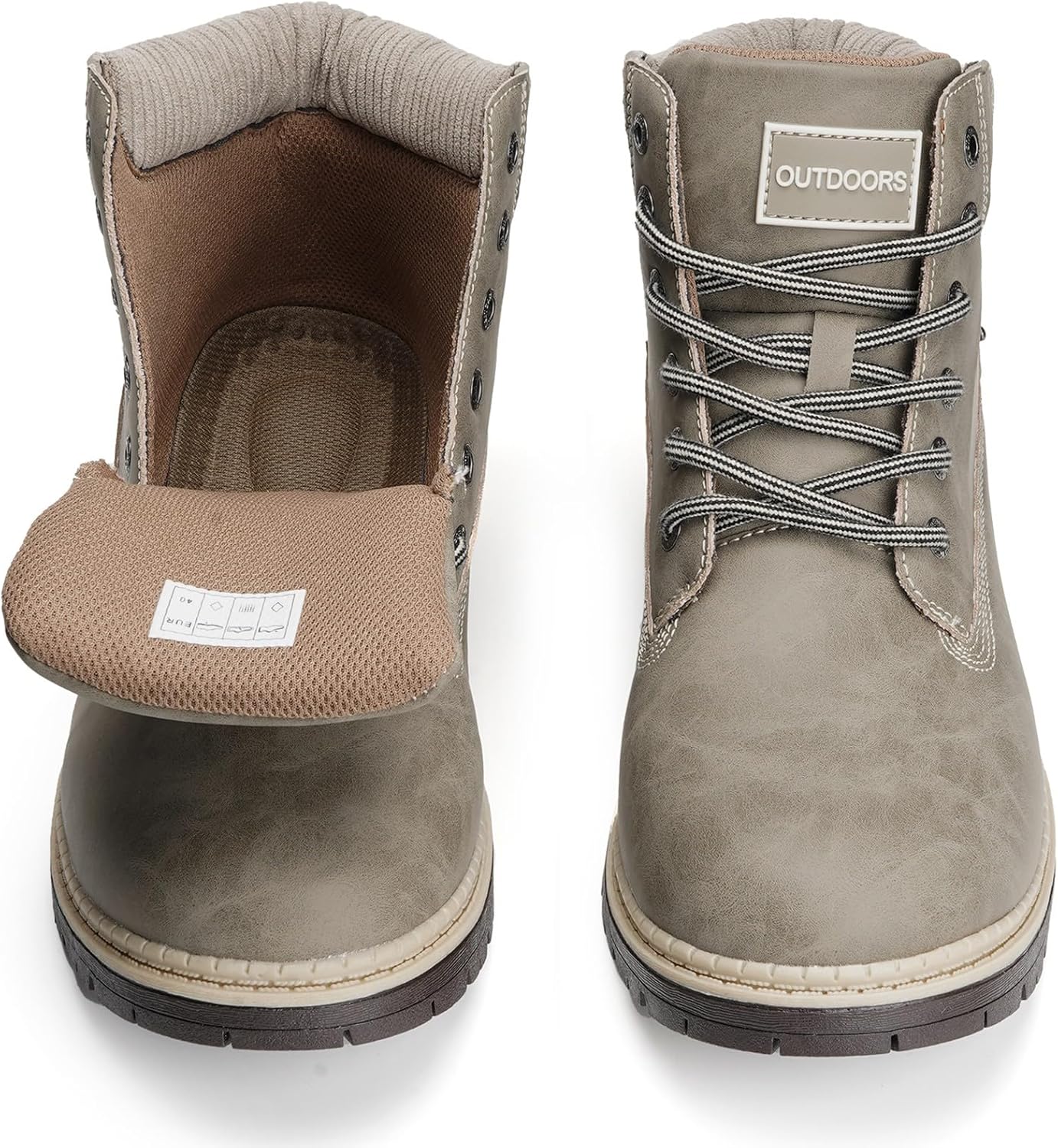 Snow Boots Womens Mens Winter Flat Ankle Boots Warm Fur Lined Fashion Combat Leather Shoes Casual Work Walking Hiking Lace Up Outdoor Trainer Urban