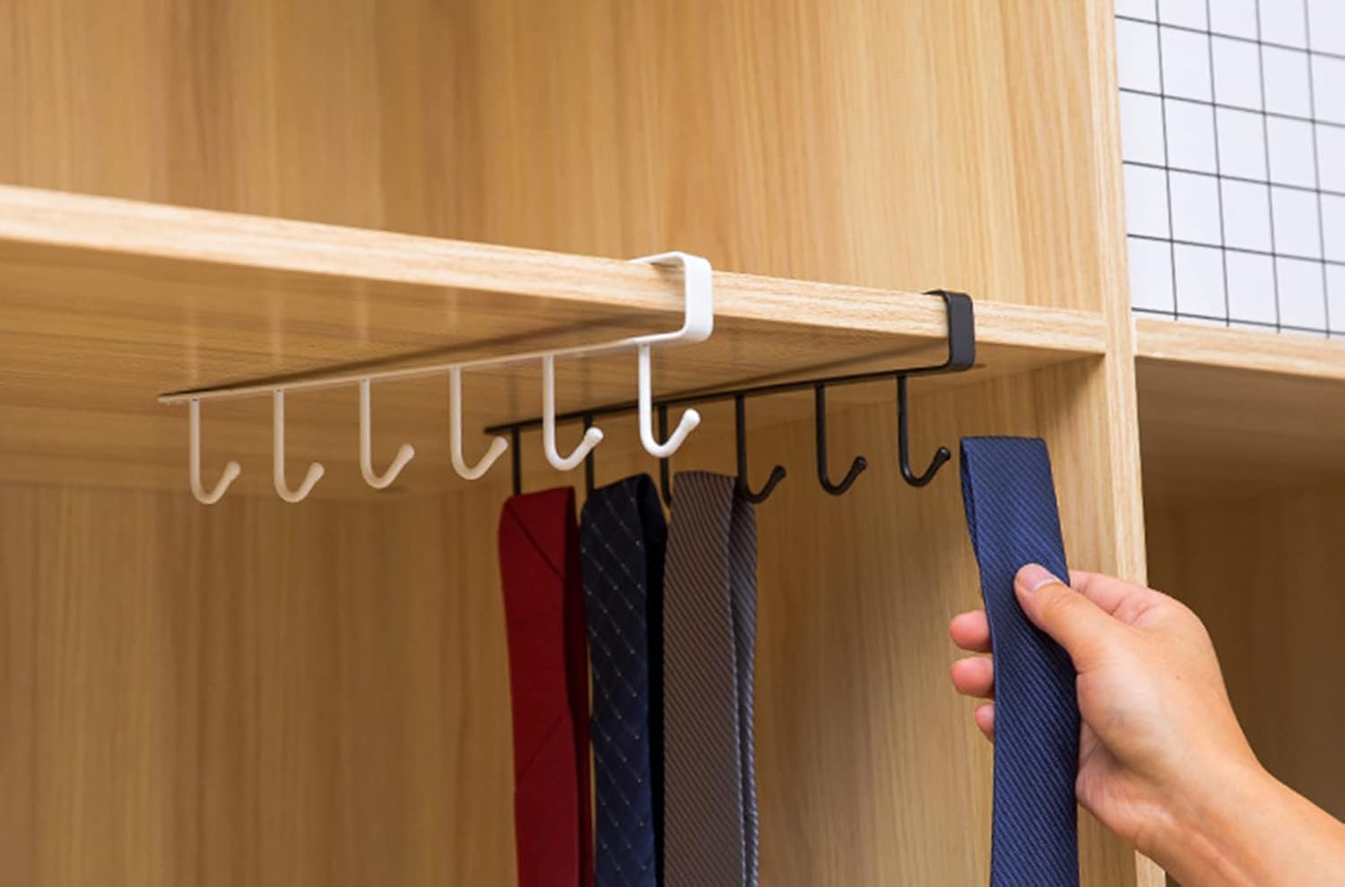 Aeixlum-2pcs Mug Holder,Coffee Cup Holder for Kitchen,Kitchen Utensil Storage Hook,Fit for 1 Inch Thickness Shelf or Less. (White)