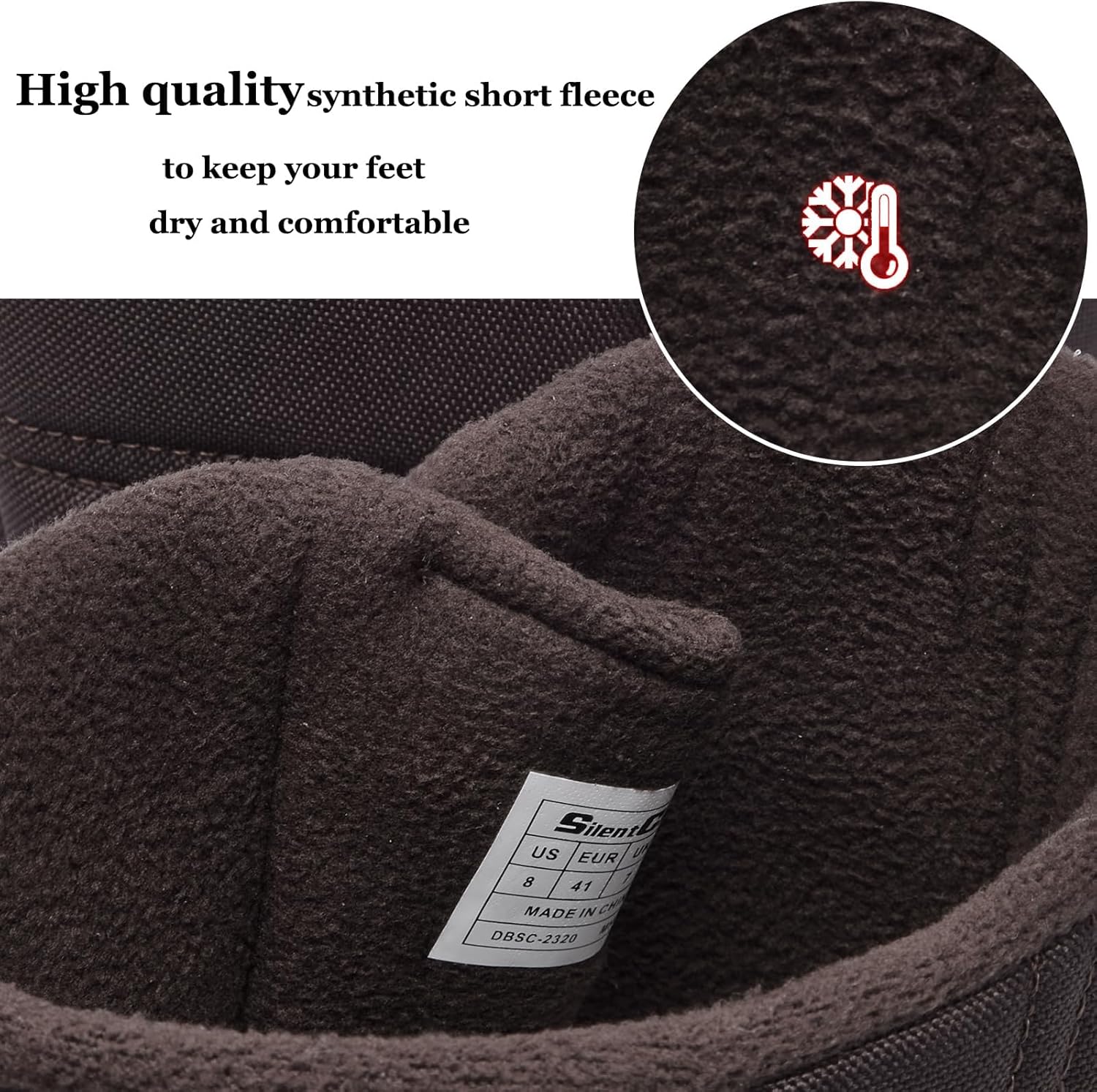 SILENTCARE Men's Winter Waterproof Snow Boots Warm Slip On Mid-Calf Zipper Booties Lightweight Outdoor Athletic