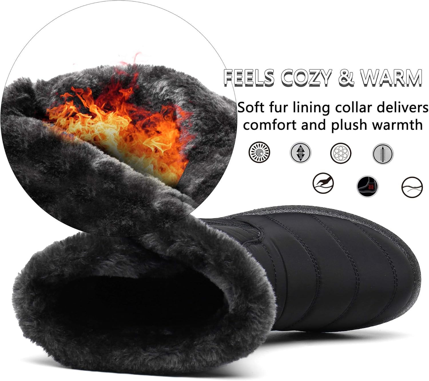 Gaatpot Women Winter Warm Snow Boots Ladies Slip On Water-resistant Outdoor Fur Lined Ankle Booties Shoes Size 3-9