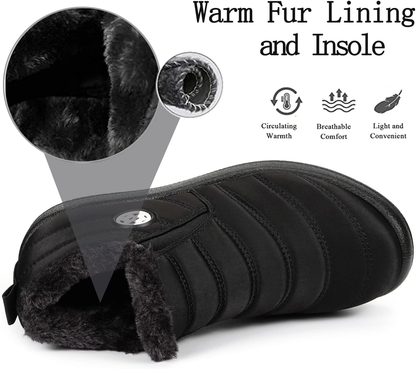 Gaatpot Women Winter Warm Snow Boots Ladies Slip On Water-resistant Outdoor Fur Lined Ankle Booties Shoes Size 3-9