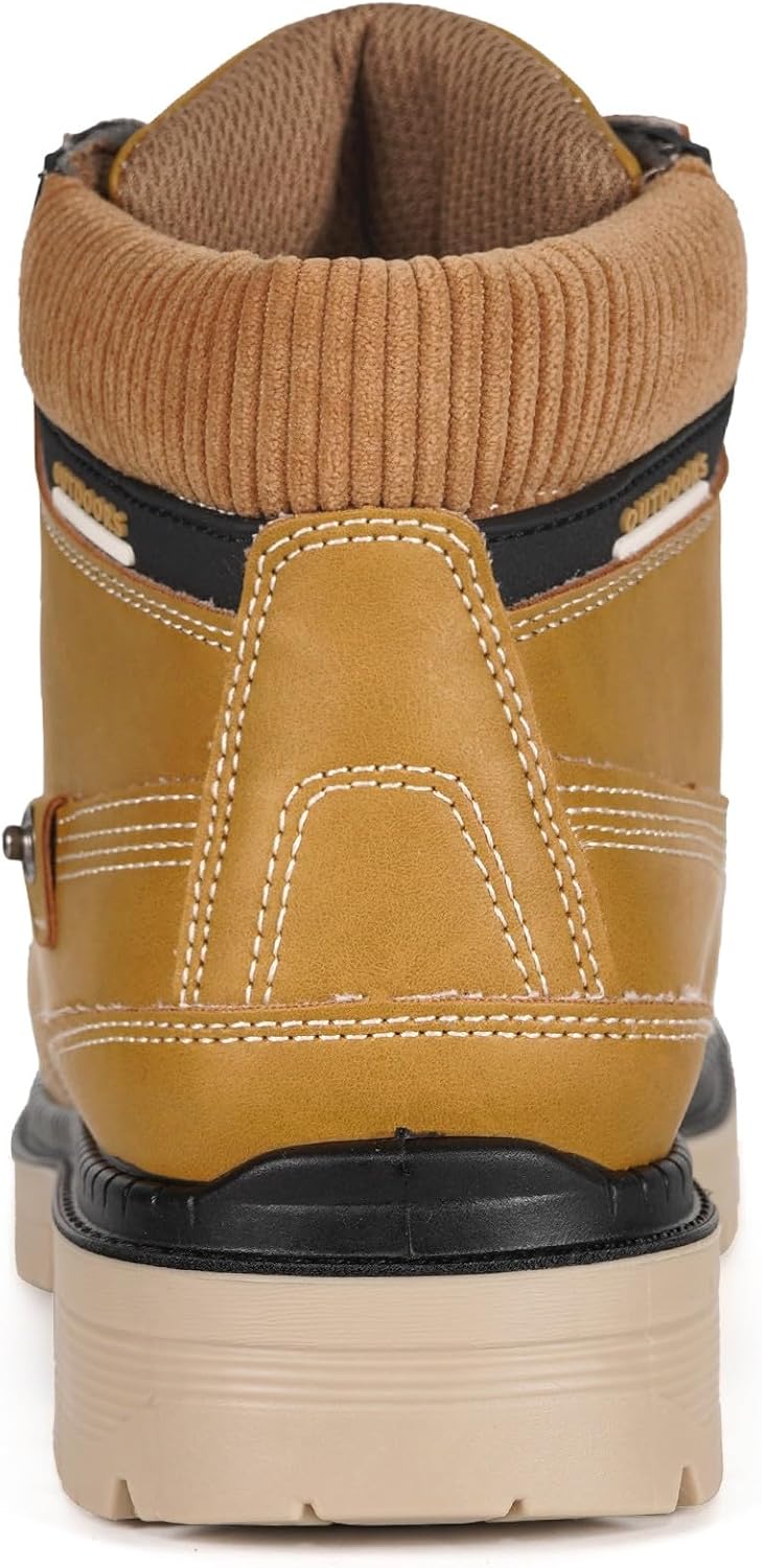 Snow Boots Womens Mens Winter Flat Ankle Boots Warm Fur Lined Fashion Combat Leather Shoes Casual Work Walking Hiking Lace Up Outdoor Trainer Urban