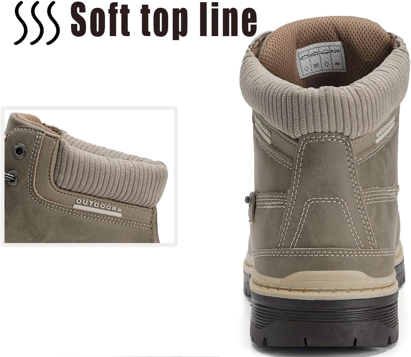 Snow Boots Womens Mens Winter Flat Ankle Boots Warm Fur Lined Fashion Combat Leather Shoes Casual Work Walking Hiking Lace Up Outdoor Trainer Urban