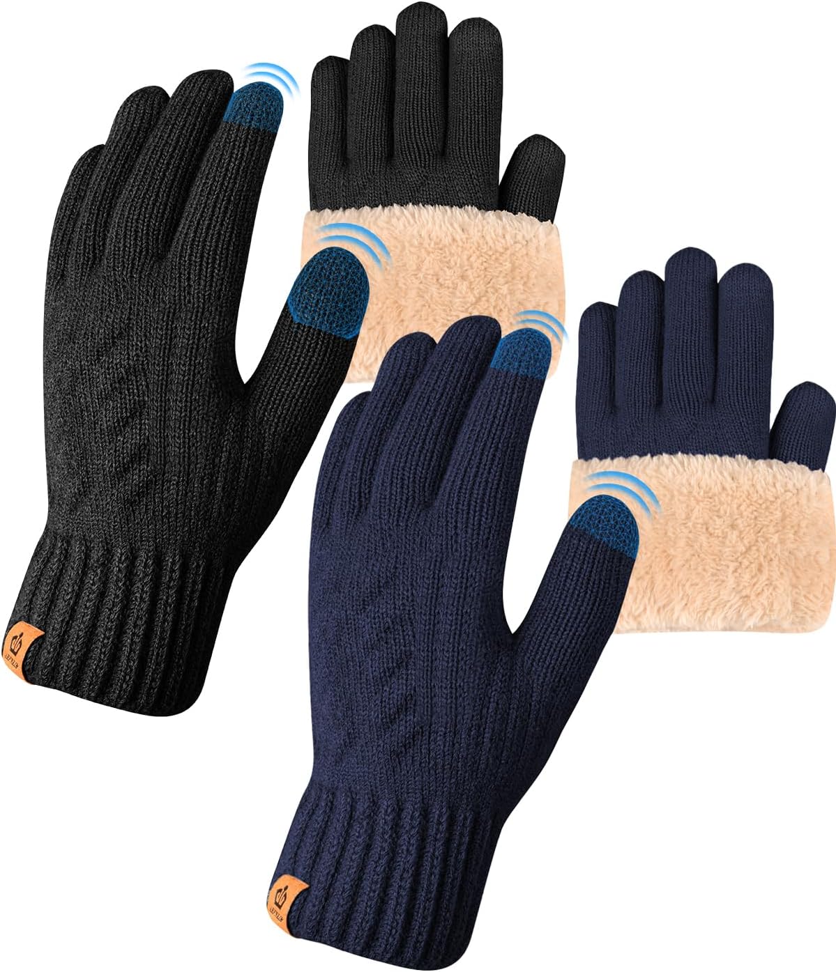 ARFNKIM Thermal Winter Gloves-Fleece Lining Touch Screen Knit Stretchy Warm Gloves for Running Cycling Riding- Men Women