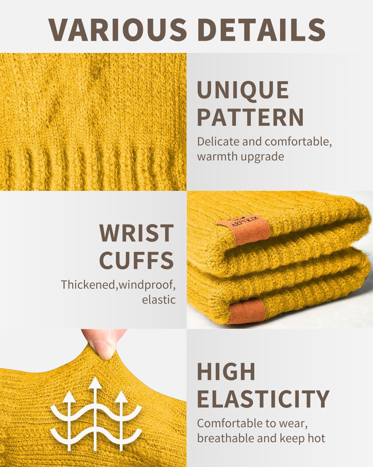 ARFNKIM Thermal Winter Gloves-Fleece Lining Touch Screen Knit Stretchy Warm Gloves for Running Cycling Riding- Men Women