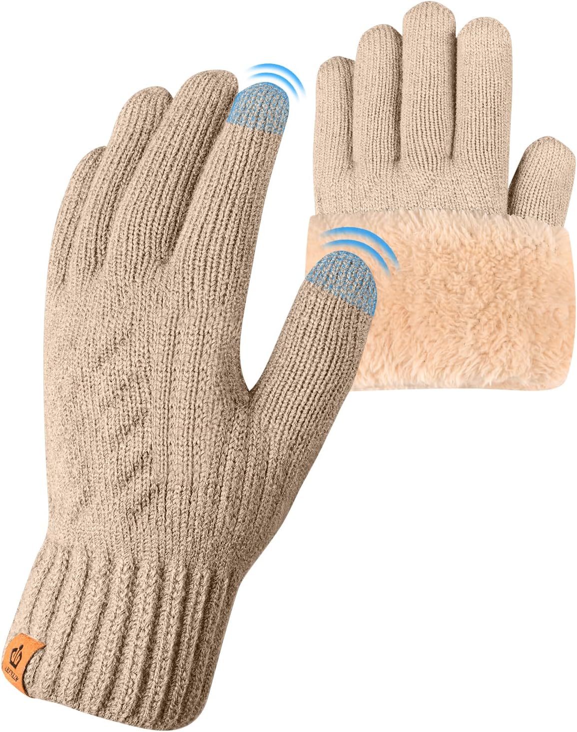 ARFNKIM Thermal Winter Gloves-Fleece Lining Touch Screen Knit Stretchy Warm Gloves for Running Cycling Riding- Men Women