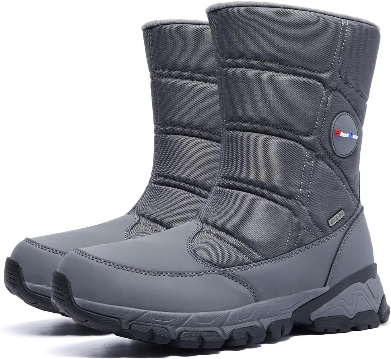 SILENTCARE Men's Winter Waterproof Snow Boots Warm Slip On Mid-Calf Zipper Booties Lightweight Outdoor Athletic