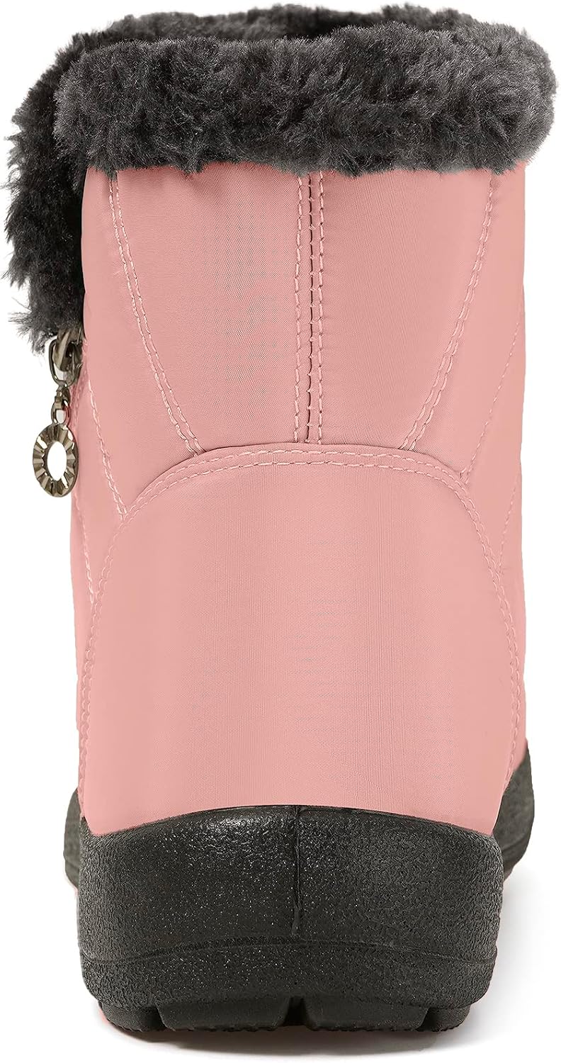 Hsyooes Winter Boots Women's Waterproof Winter Shoes Warm Ankle Boots Winter Snow Depth Lined Short Shaft Boots Non-Slip Slip-On Boots Flat