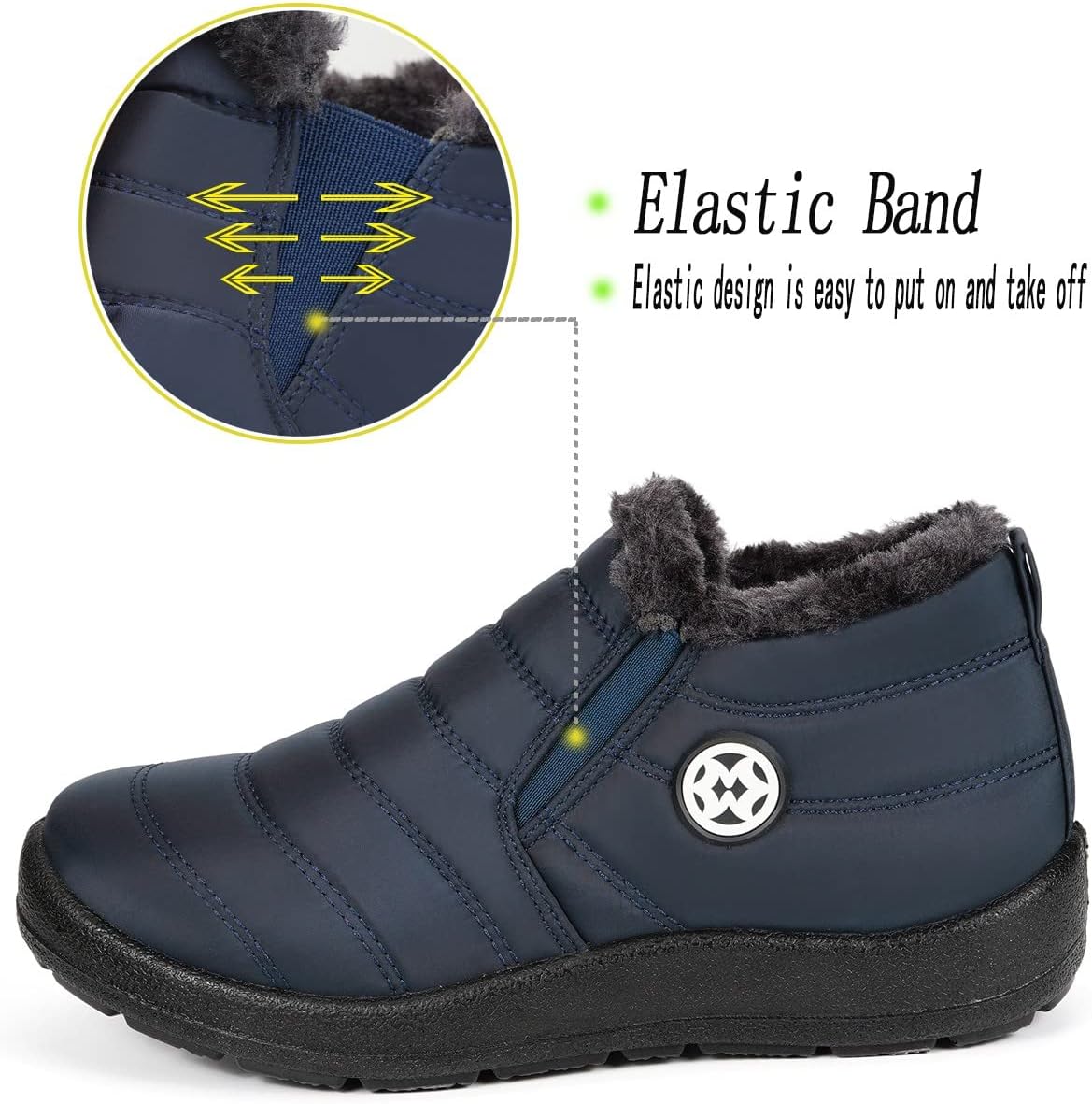 Gaatpot Women Winter Warm Snow Boots Ladies Slip On Water-resistant Outdoor Fur Lined Ankle Booties Shoes Size 3-9