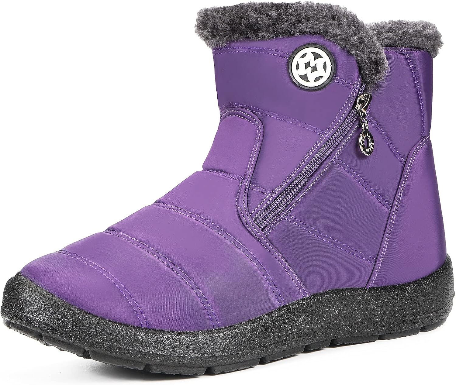 Hsyooes Winter Boots Women's Waterproof Winter Shoes Warm Ankle Boots Winter Snow Depth Lined Short Shaft Boots Non-Slip Slip-On Boots Flat