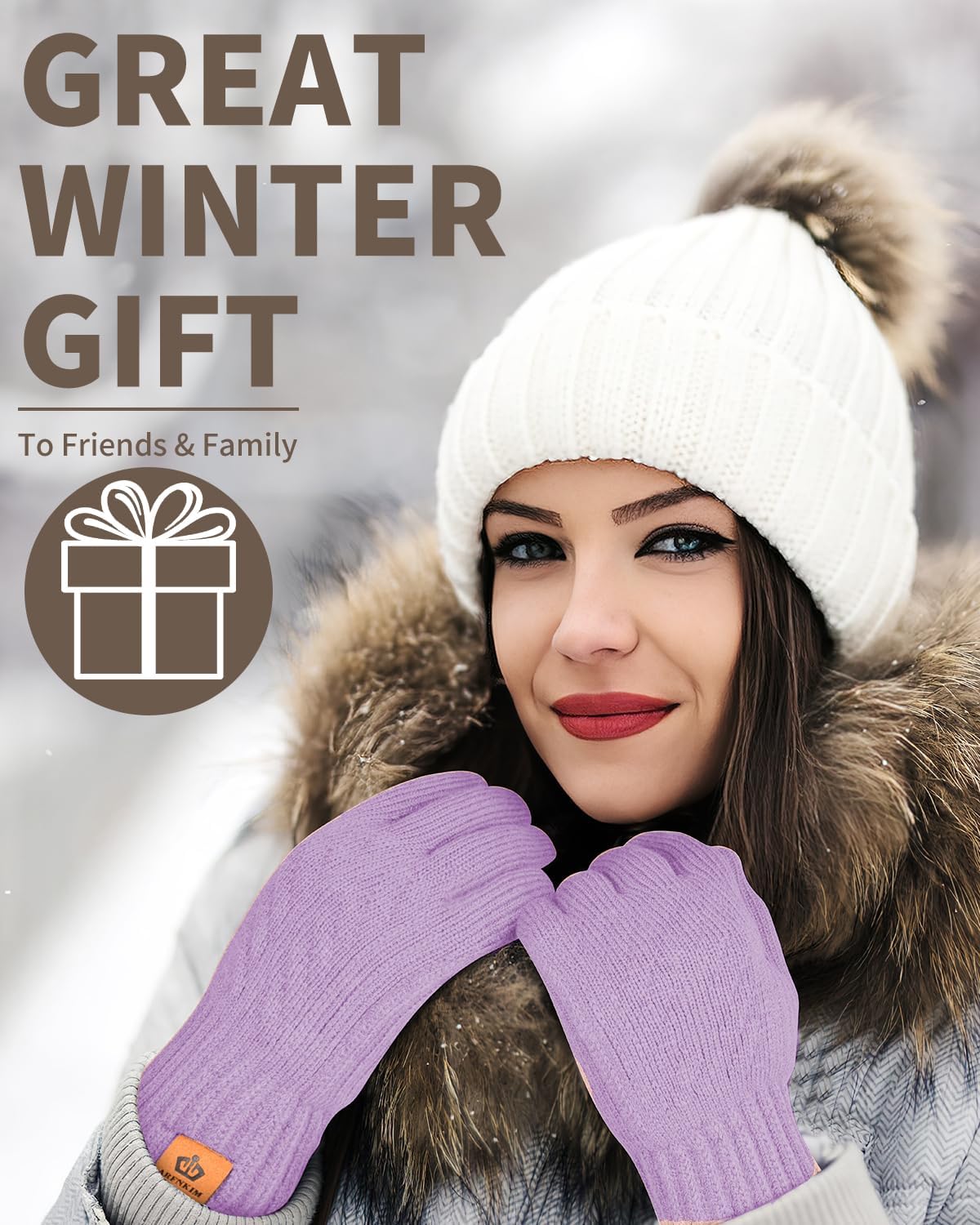 ARFNKIM Thermal Winter Gloves-Fleece Lining Touch Screen Knit Stretchy Warm Gloves for Running Cycling Riding- Men Women