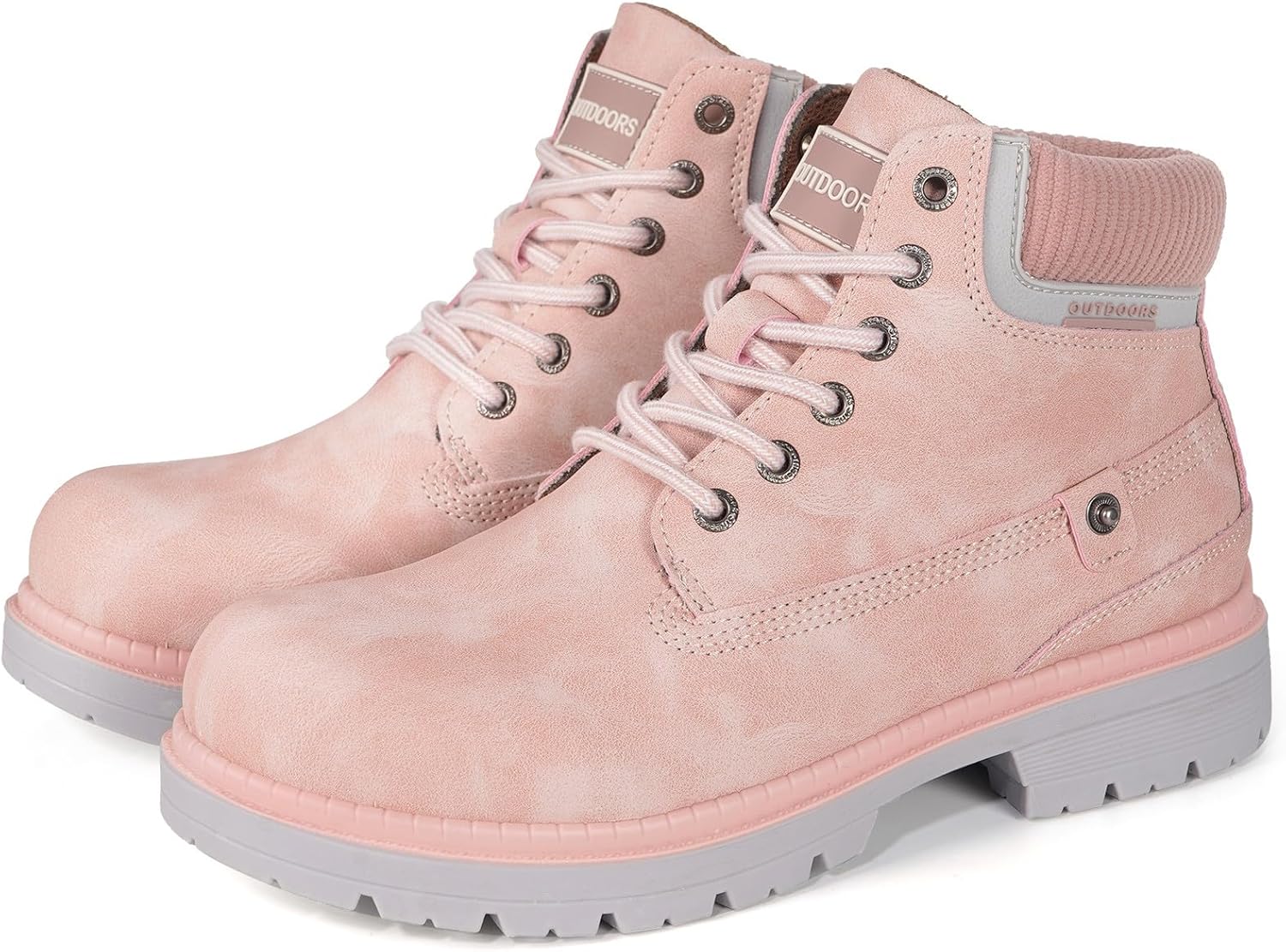 Snow Boots Womens Mens Winter Flat Ankle Boots Warm Fur Lined Fashion Combat Leather Shoes Casual Work Walking Hiking Lace Up Outdoor Trainer Urban