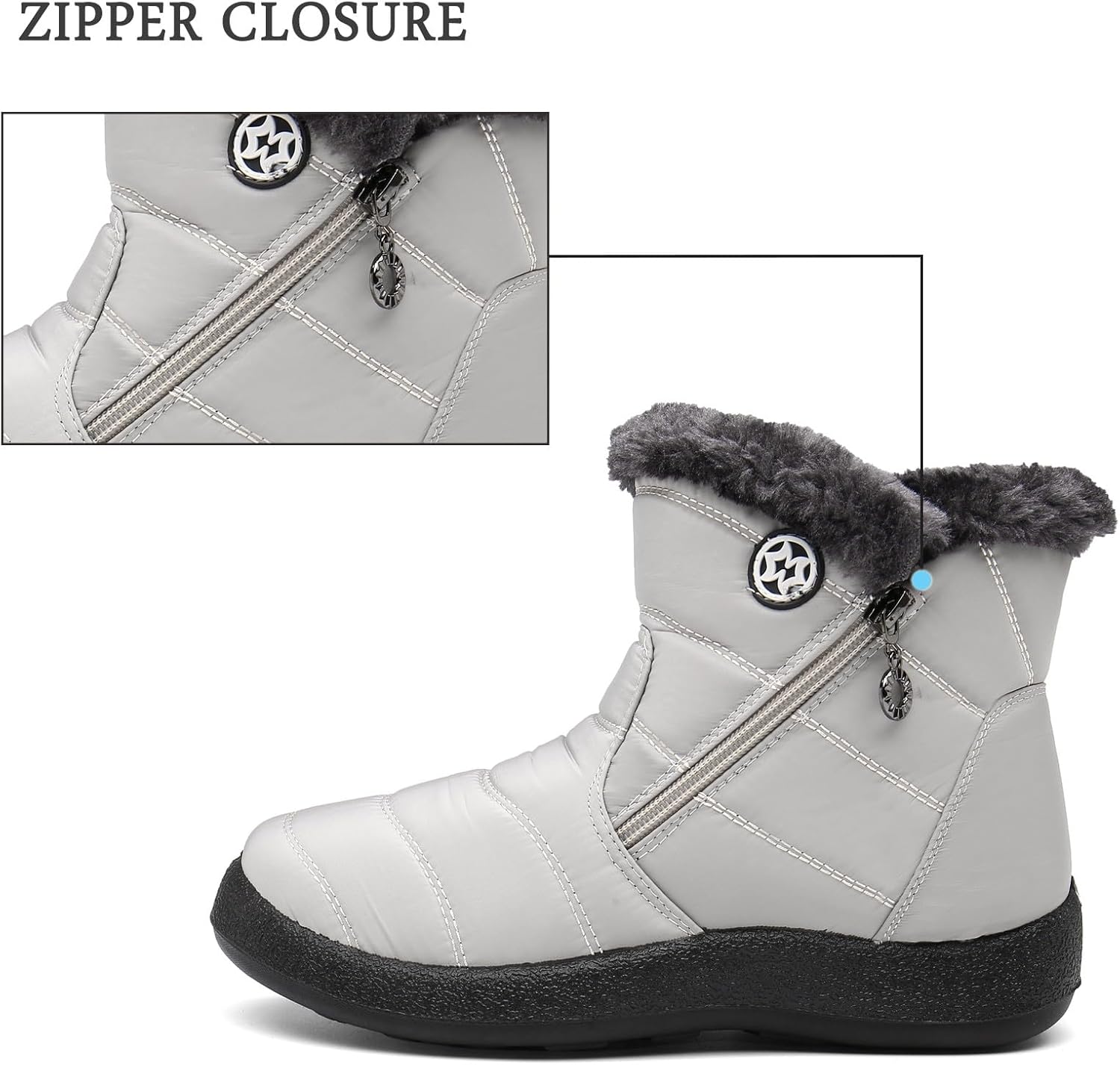 Hsyooes Winter Boots Women's Waterproof Winter Shoes Warm Ankle Boots Winter Snow Depth Lined Short Shaft Boots Non-Slip Slip-On Boots Flat