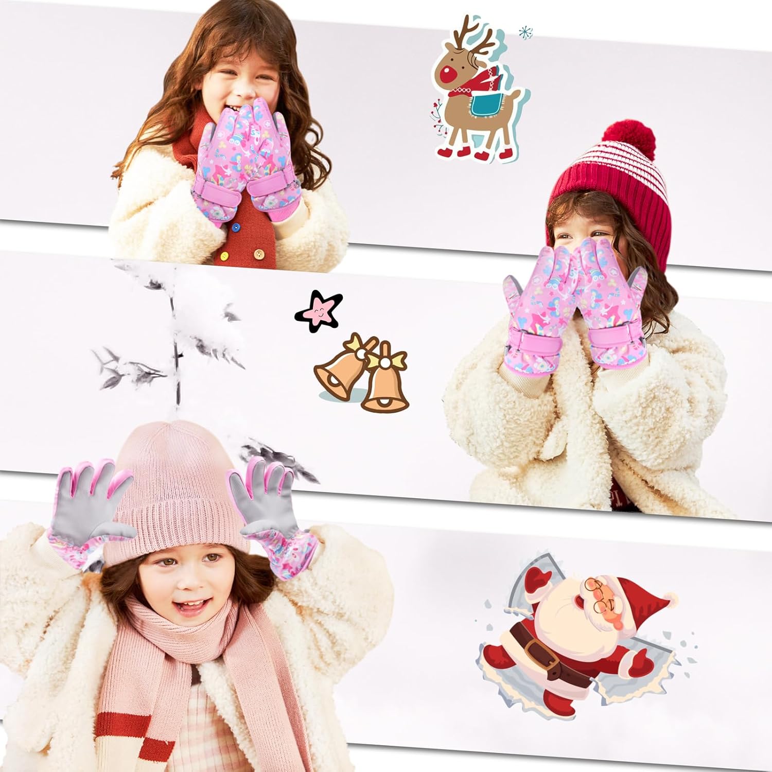 Triwonder Waterproof Mittens for 3-12 Years Old Kids Outdoor Warm Gloves Snow Mitts Winter Ski Gloves