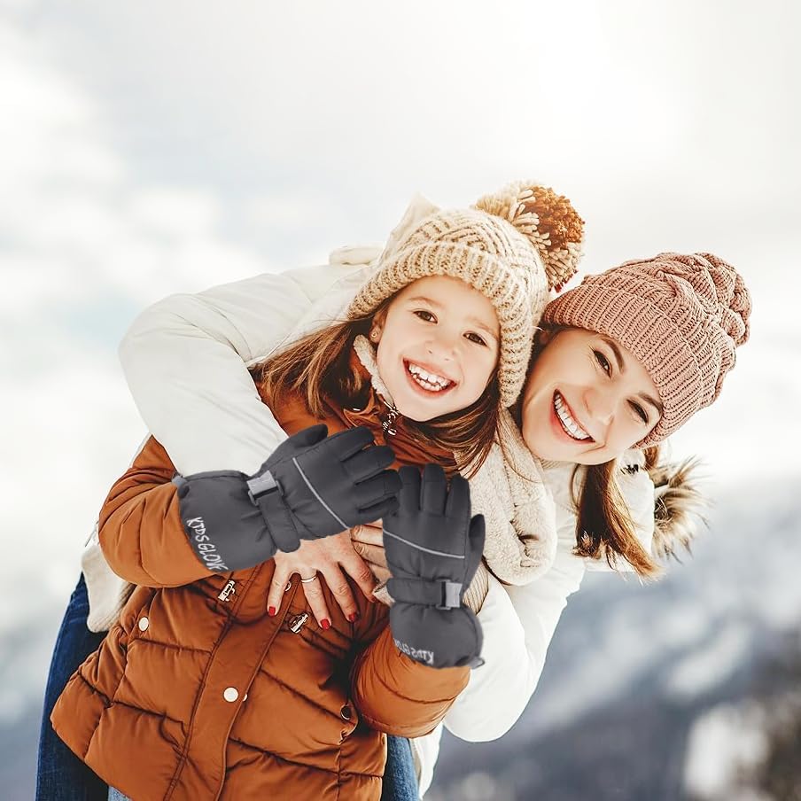 Triwonder Waterproof Mittens for 3-12 Years Old Kids Outdoor Warm Gloves Snow Mitts Winter Ski Gloves