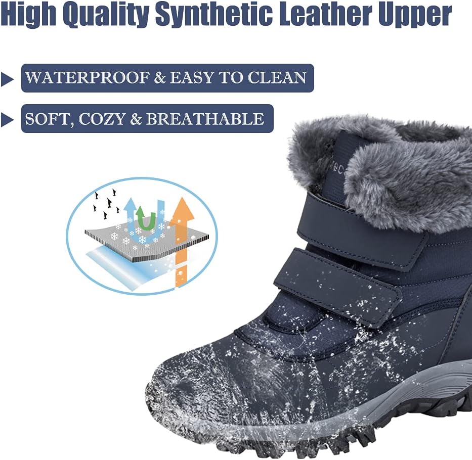 DRECAGE Winter Ankle Snow Boots with Warm Fur Lining Waterproof Women Warm Hiking Booties Anti Slip Shoes