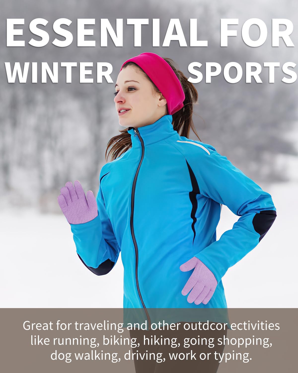 ARFNKIM Thermal Winter Gloves-Fleece Lining Touch Screen Knit Stretchy Warm Gloves for Running Cycling Riding- Men Women