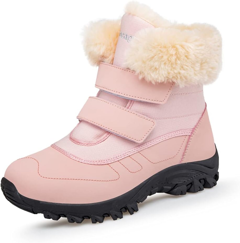 DRECAGE Winter Ankle Snow Boots with Warm Fur Lining Waterproof Women Warm Hiking Booties Anti Slip Shoes