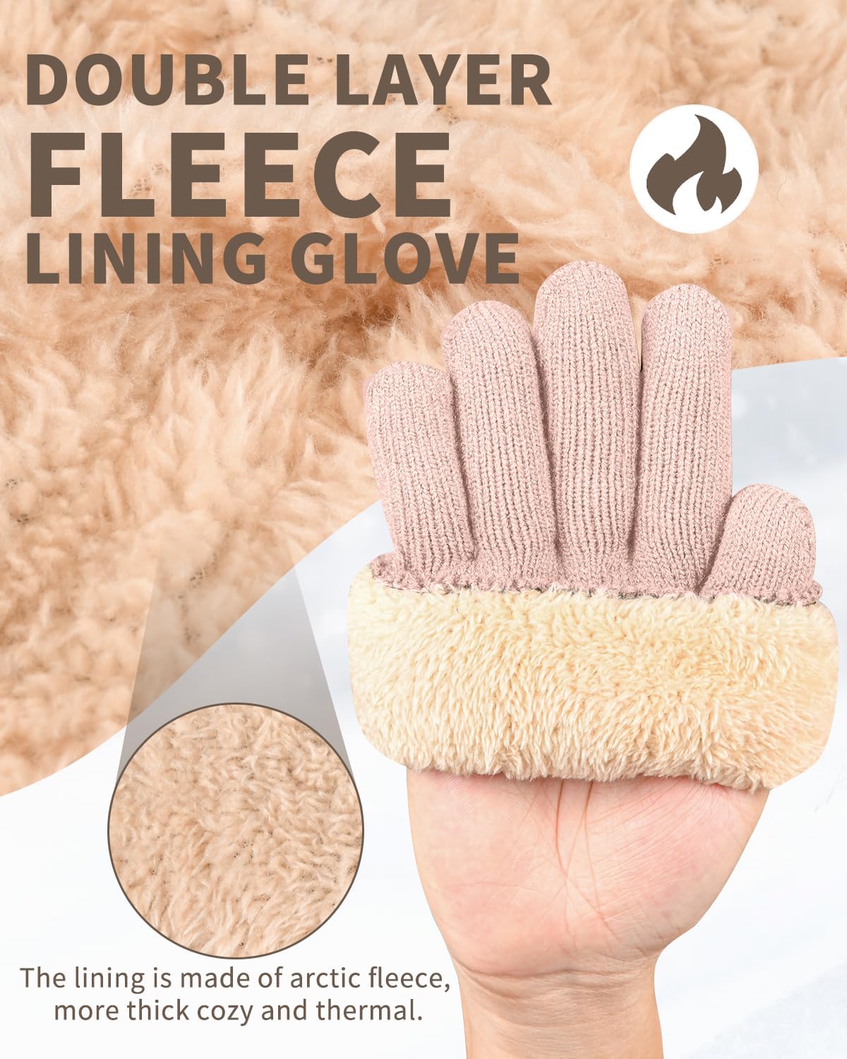 ARFNKIM Thermal Winter Gloves-Fleece Lining Touch Screen Knit Stretchy Warm Gloves for Running Cycling Riding- Men Women