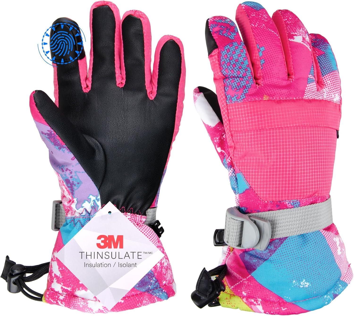 TRIWONDER Ski Gloves Kids Cold Weather Winter Warm Gloves Windproof Thermal Fleece Outdoor Snowboard Snow Gloves Mittens for Boys Girls Children