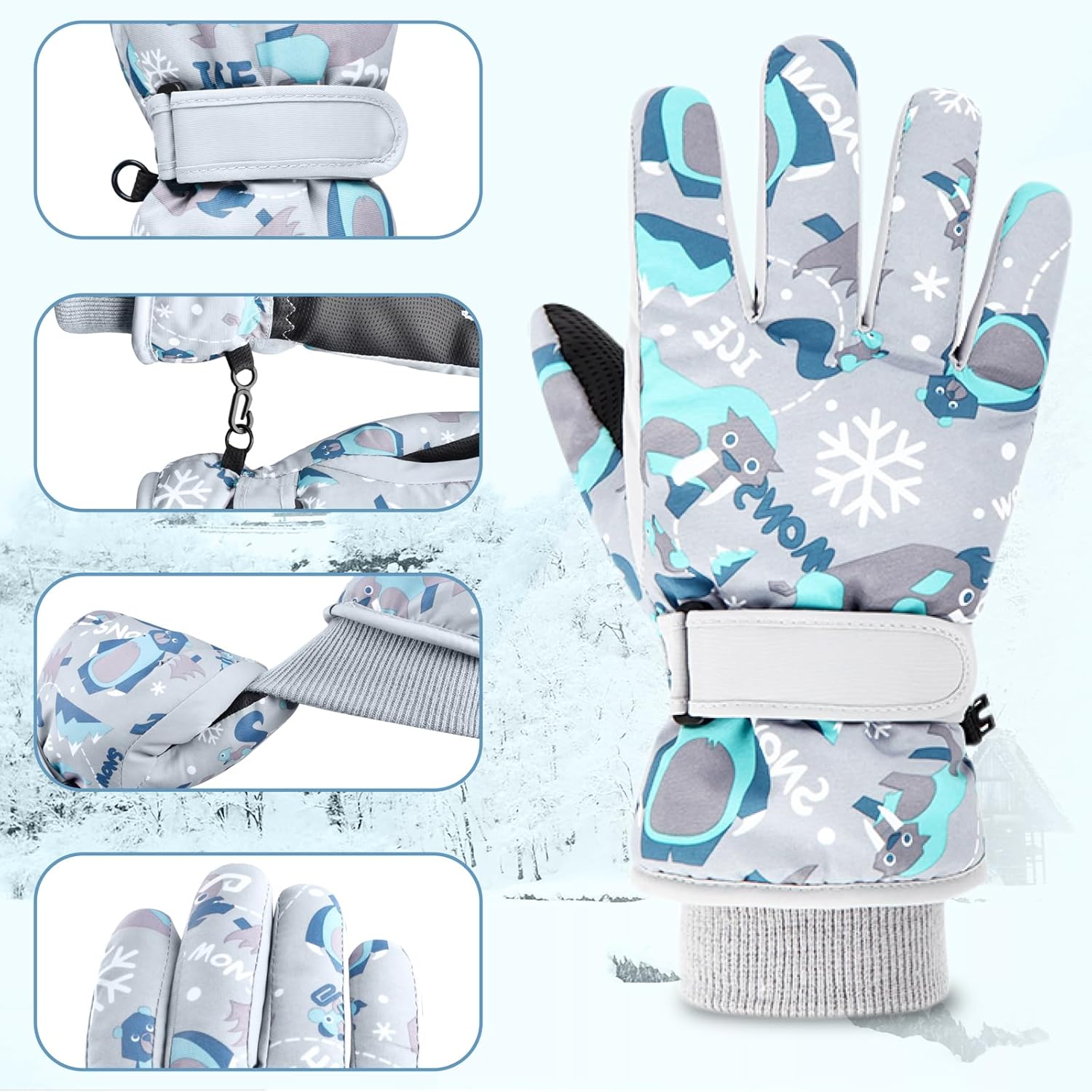 Triwonder Waterproof Mittens for 3-12 Years Old Kids Outdoor Warm Gloves Snow Mitts Winter Ski Gloves