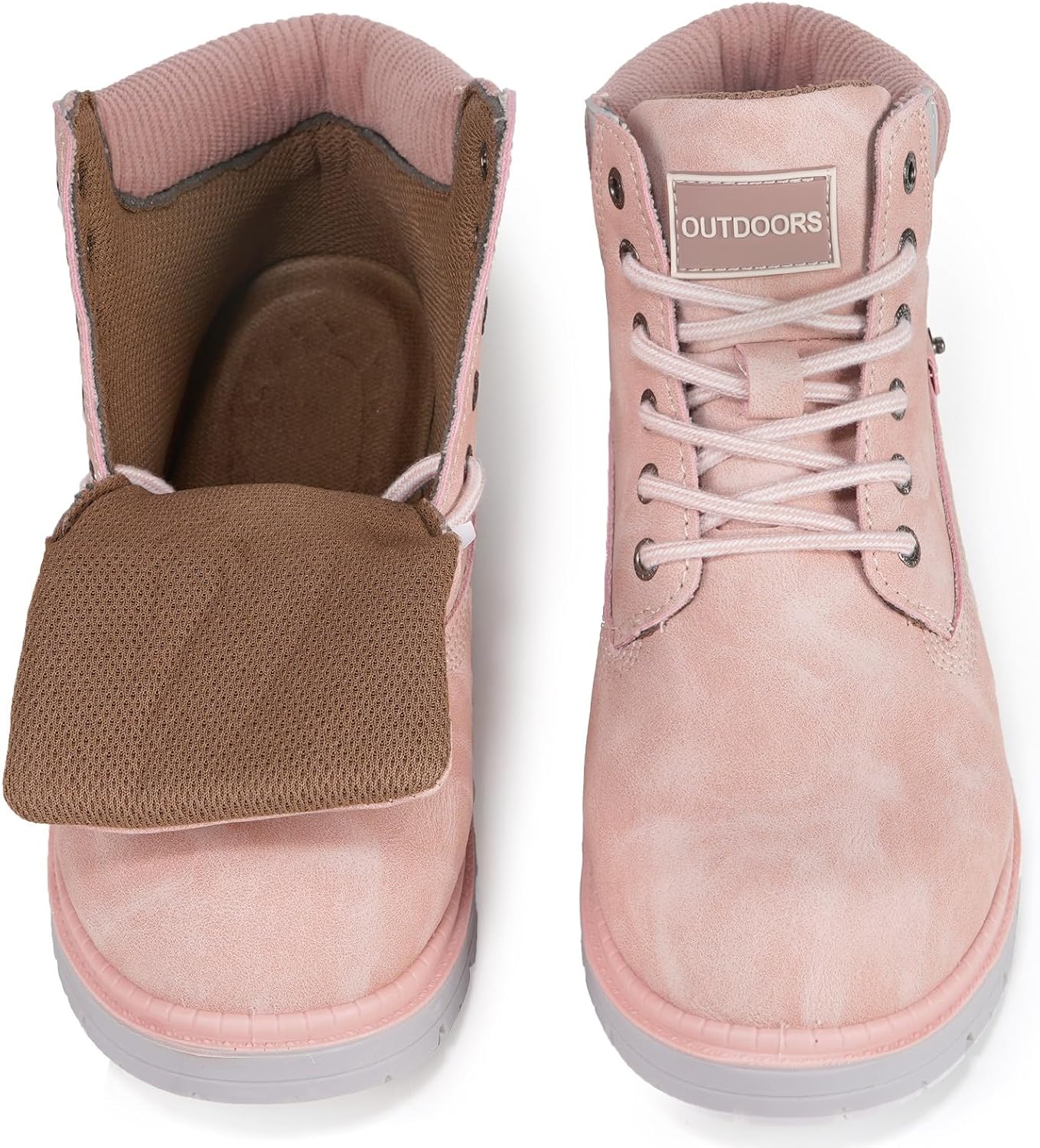 Snow Boots Womens Mens Winter Flat Ankle Boots Warm Fur Lined Fashion Combat Leather Shoes Casual Work Walking Hiking Lace Up Outdoor Trainer Urban