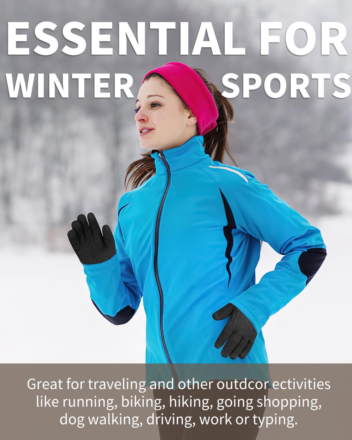 ARFNKIM Thermal Winter Gloves-Fleece Lining Touch Screen Knit Stretchy Warm Gloves for Running Cycling Riding- Men Women