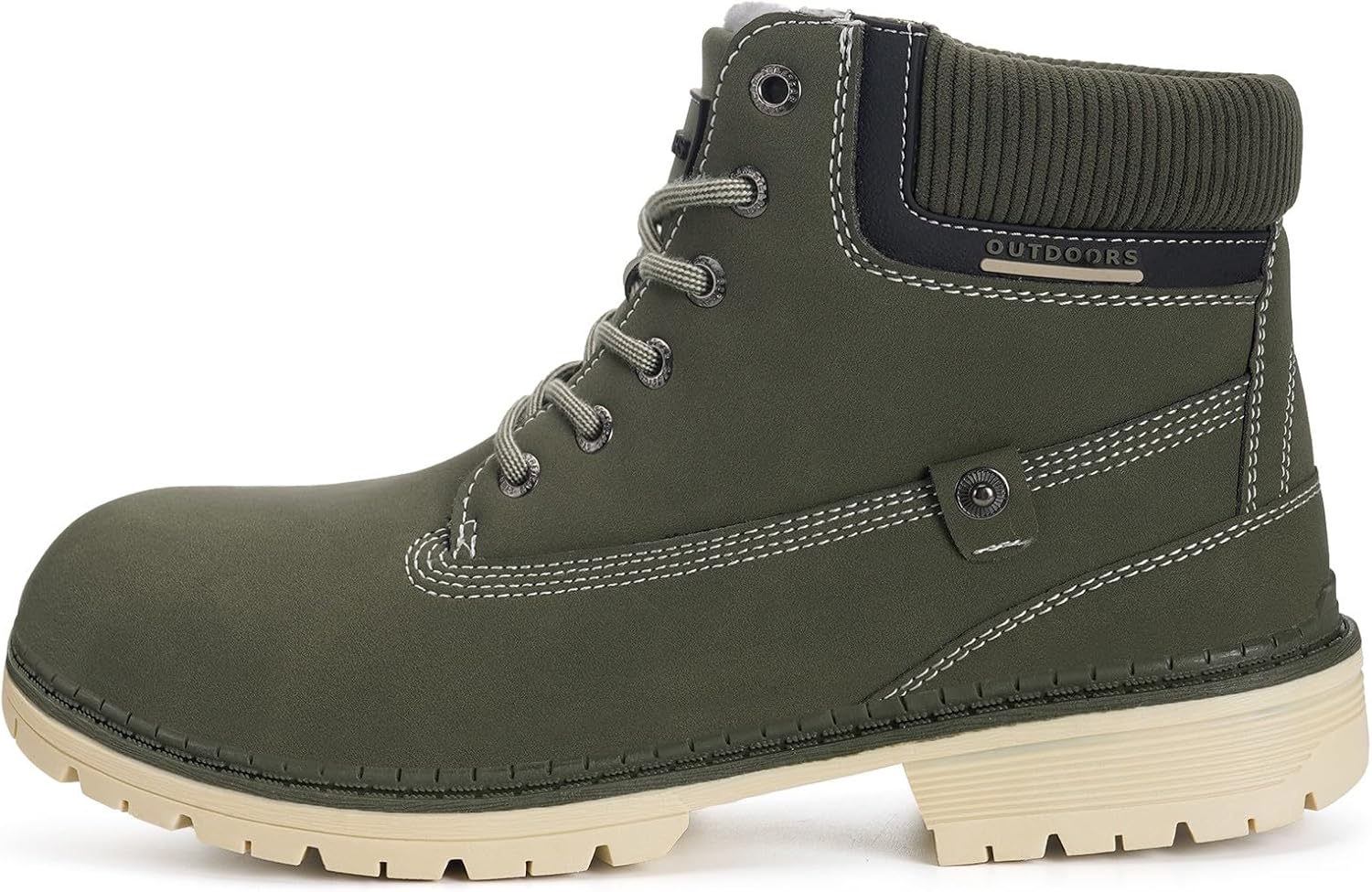 Snow Boots Womens Mens Winter Flat Ankle Boots Warm Fur Lined Fashion Combat Leather Shoes Casual Work Walking Hiking Lace Up Outdoor Trainer Urban