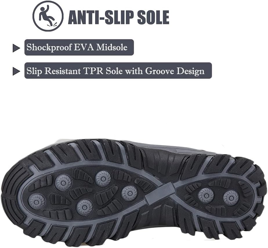 DRECAGE Winter Ankle Snow Boots with Warm Fur Lining Waterproof Women Warm Hiking Booties Anti Slip Shoes