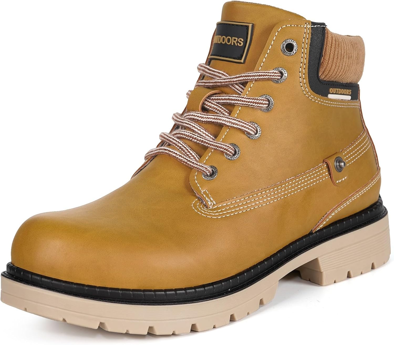 Snow Boots Womens Mens Winter Flat Ankle Boots Warm Fur Lined Fashion Combat Leather Shoes Casual Work Walking Hiking Lace Up Outdoor Trainer Urban