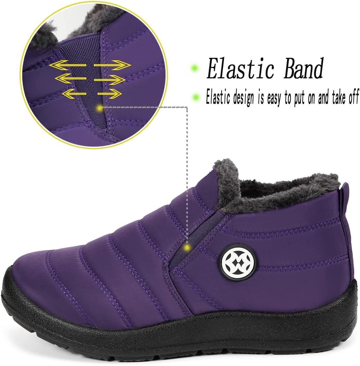 Gaatpot Women Winter Warm Snow Boots Ladies Slip On Water-resistant Outdoor Fur Lined Ankle Booties Shoes Size 3-9