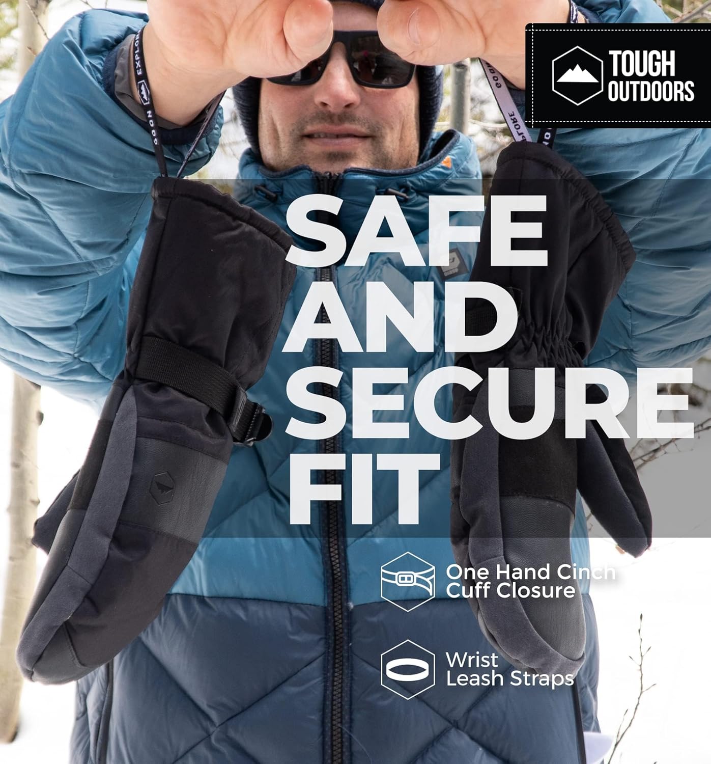 Tough Outdoors Winter Ski Mittens Men & Women - Adult Snow Mitts for Cold Weather - Waterproof Gloves Snowboarding, Skiing