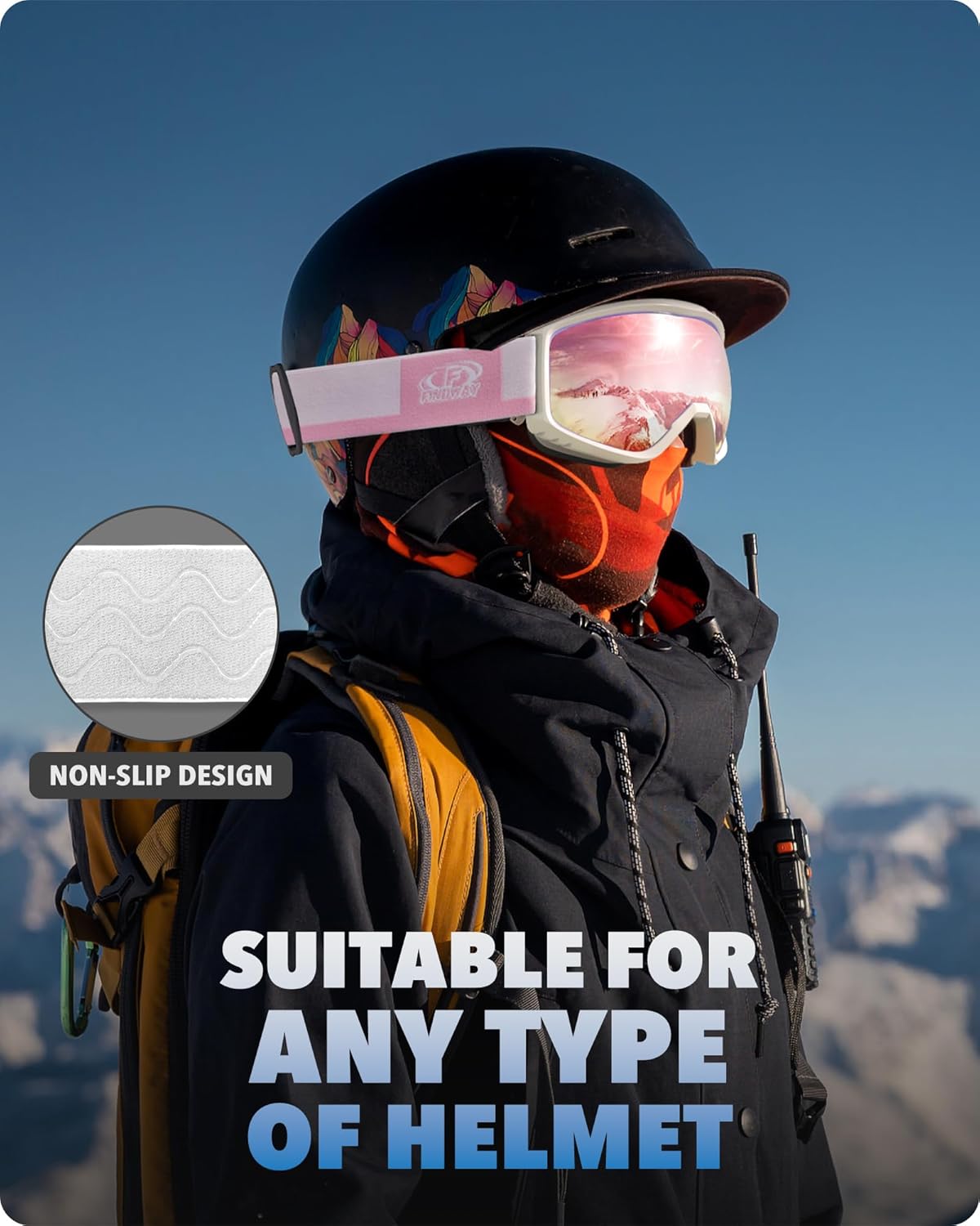 Findway Ski Goggles For Women Men Youth Teen, Snowboarding Goggles Over Glasses Compatible Helmet, Anti-fog UV Protection, Anti-glare Skiing Goggles, For Skiing Snowboarding