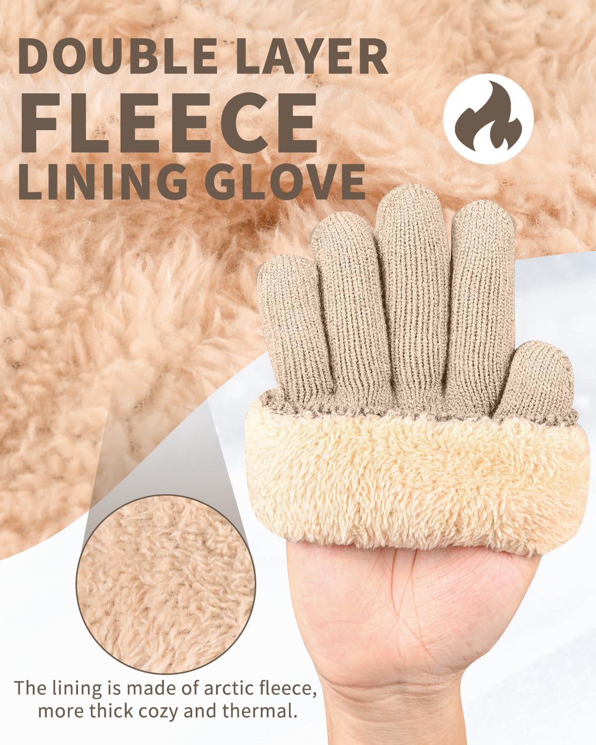 ARFNKIM Thermal Winter Gloves-Fleece Lining Touch Screen Knit Stretchy Warm Gloves for Running Cycling Riding- Men Women