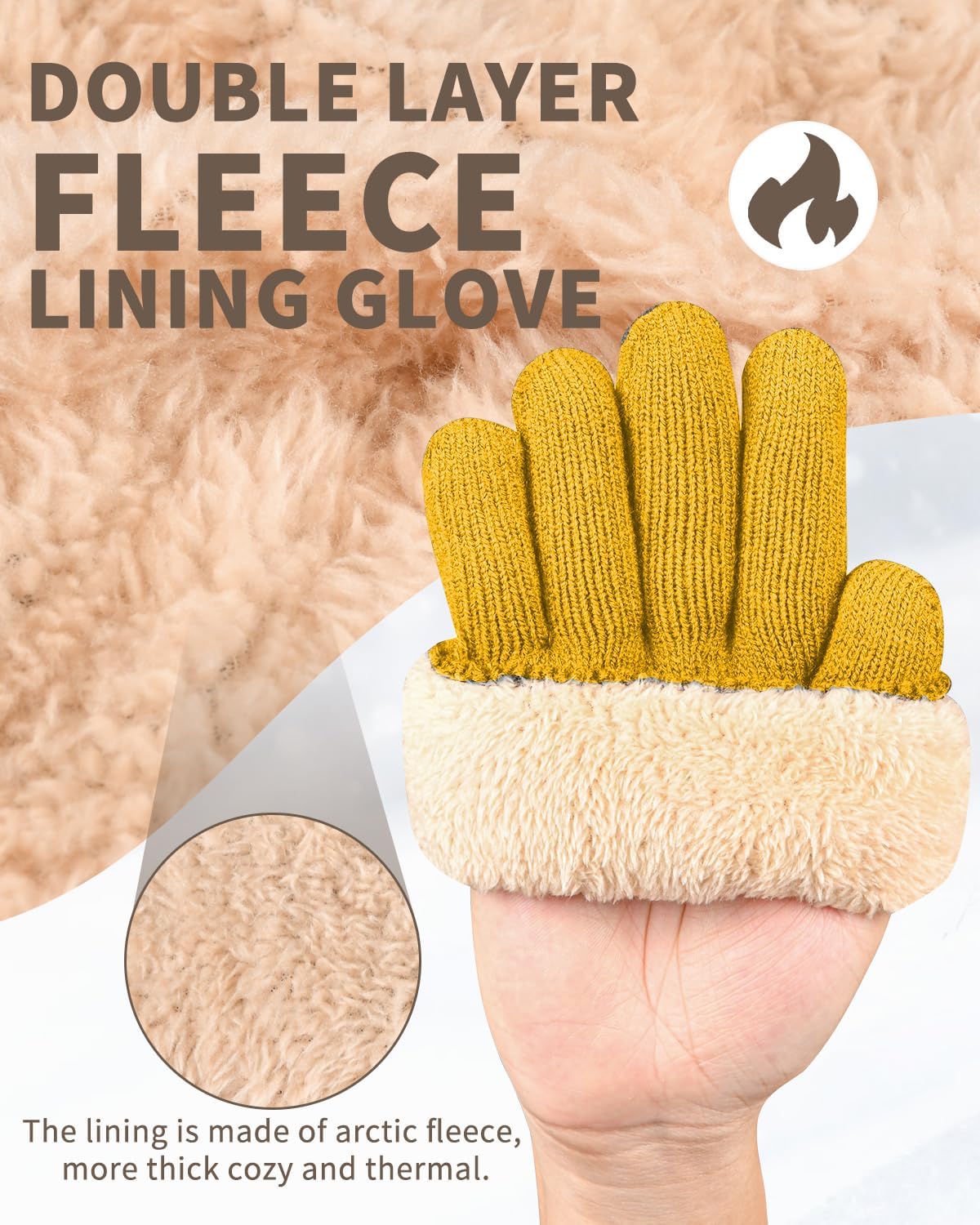 ARFNKIM Thermal Winter Gloves-Fleece Lining Touch Screen Knit Stretchy Warm Gloves for Running Cycling Riding- Men Women