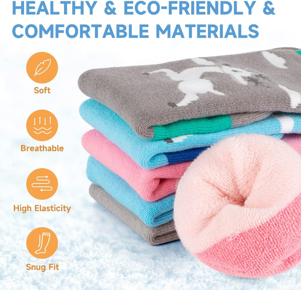 Findway Kids Ski Socks, Kids Thermal Socks 85% Cotton Boys Girls Snow Socks Soft Breathable Winter Outdoor Ski Socks for Skiing Skating Snowboarding, 2 Pairs/3 Pairs