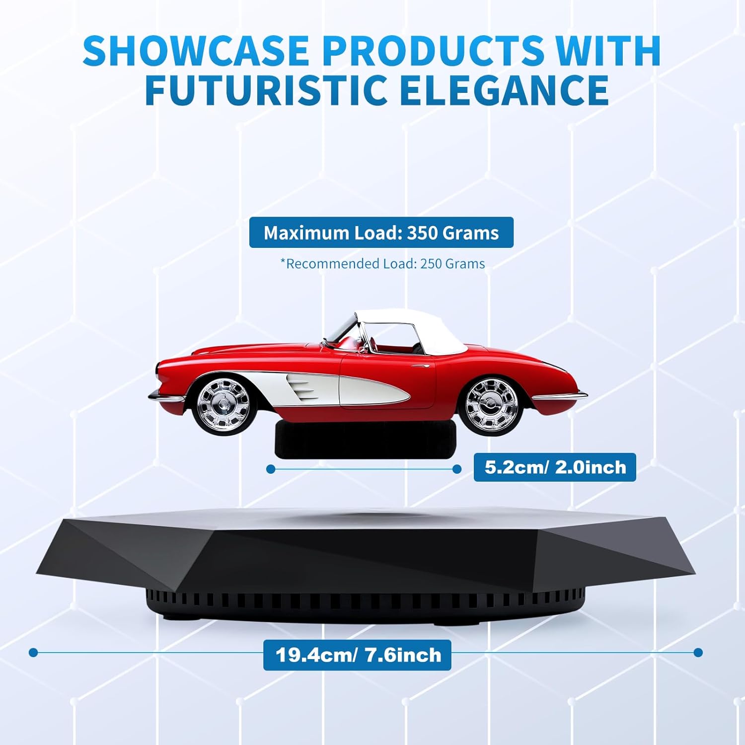 Levitating Display Stand, Magnetic Levitation for Collectibles and Model Cars, Floating Display for Toys and Figures, Hovering Platform, Maglev Rotating Levitator and Holder