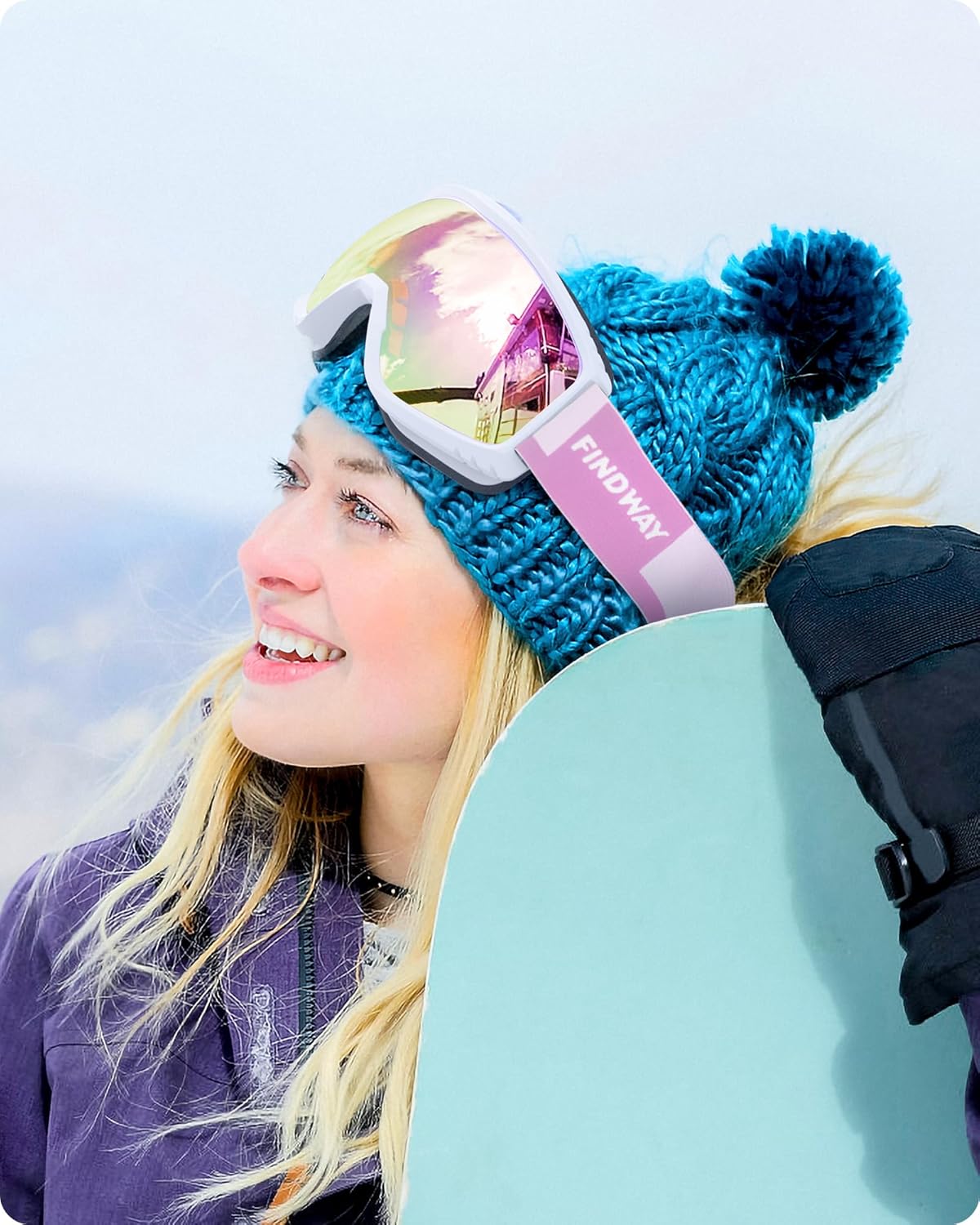 Findway Ski Goggles For Women Men Youth Teen, Snowboarding Goggles Over Glasses Compatible Helmet, Anti-fog UV Protection, Anti-glare Skiing Goggles, For Skiing Snowboarding