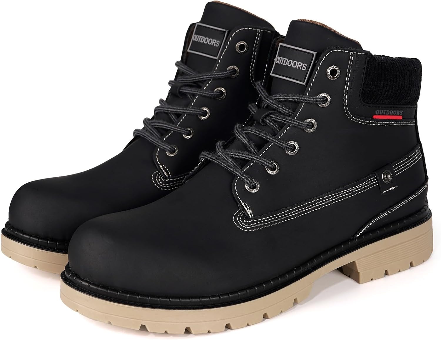 Snow Boots Womens Mens Winter Flat Ankle Boots Warm Fur Lined Fashion Combat Leather Shoes Casual Work Walking Hiking Lace Up Outdoor Trainer Urban