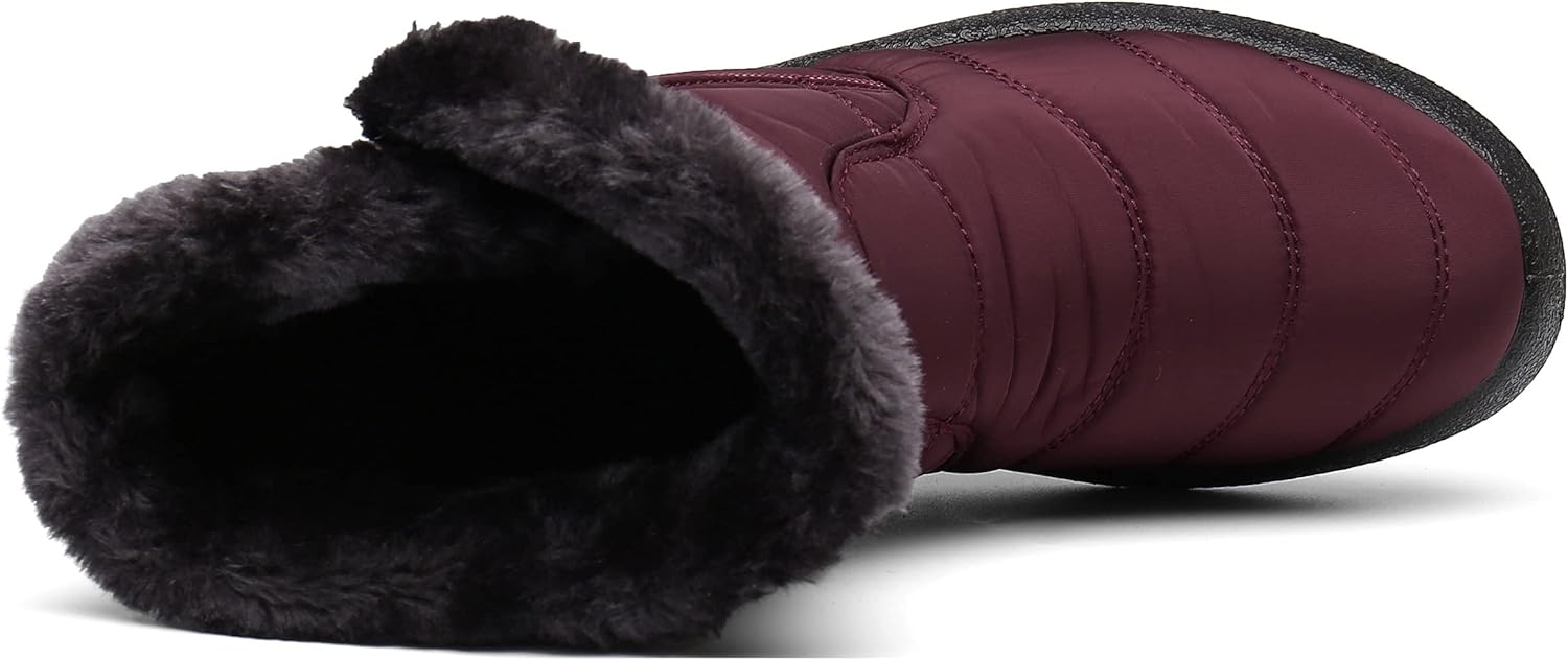 Hsyooes Winter Boots Women's Waterproof Winter Shoes Warm Ankle Boots Winter Snow Depth Lined Short Shaft Boots Non-Slip Slip-On Boots Flat
